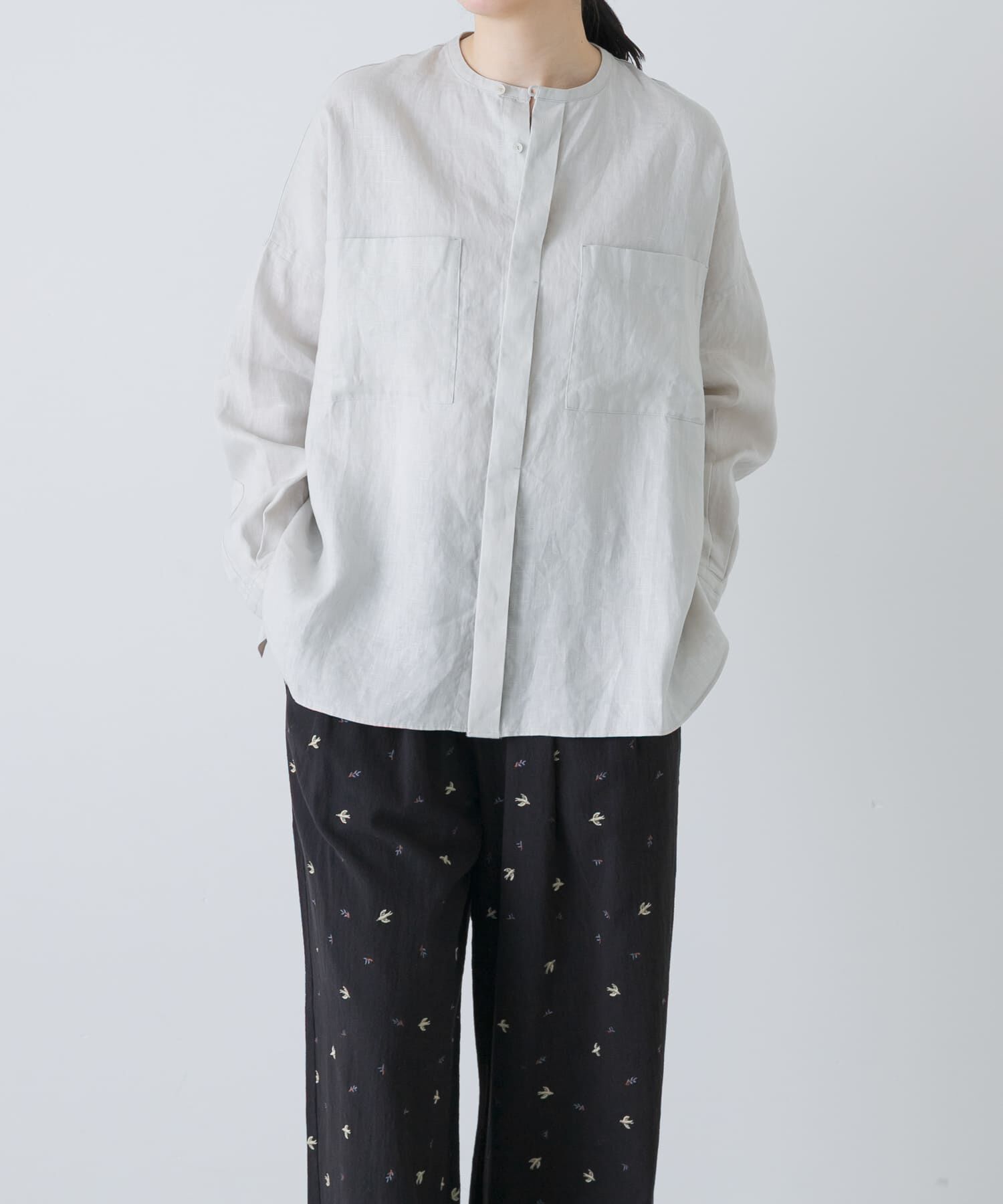 かぐれ「リネンダブルポケットワイドシャツ」|シャツ・ブラウス|