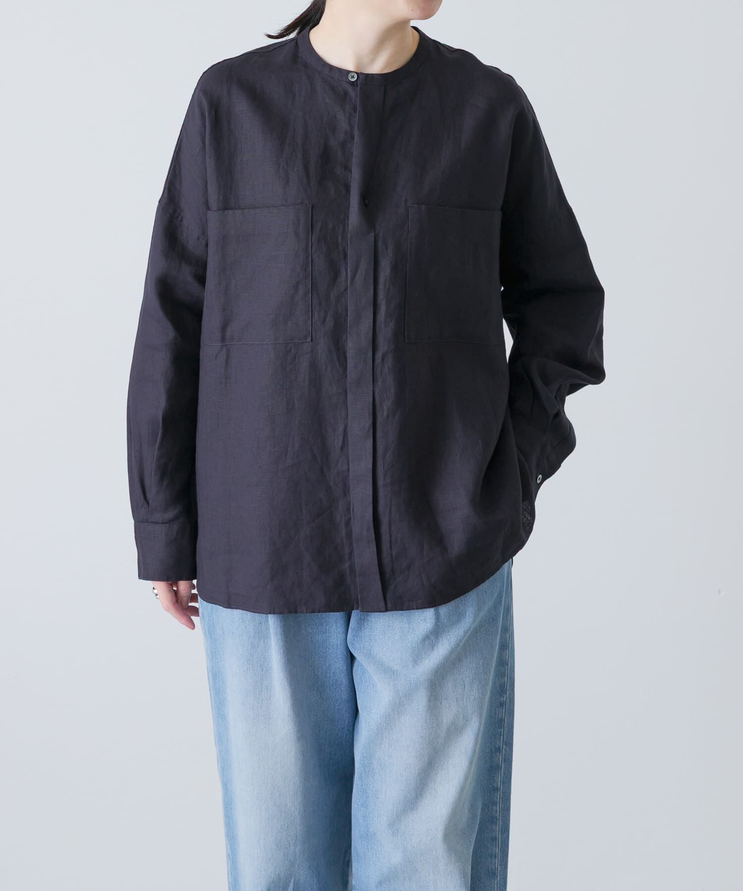 かぐれ「リネンダブルポケットワイドシャツ」|シャツ・ブラウス|