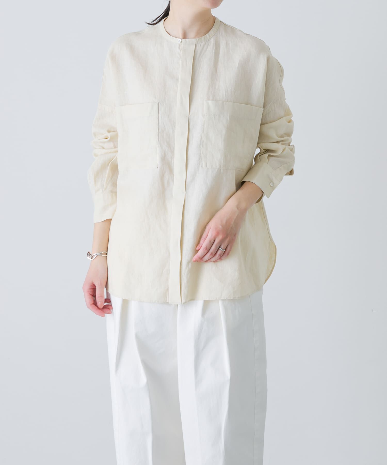 かぐれ「リネンダブルポケットワイドシャツ」|シャツ・ブラウス|