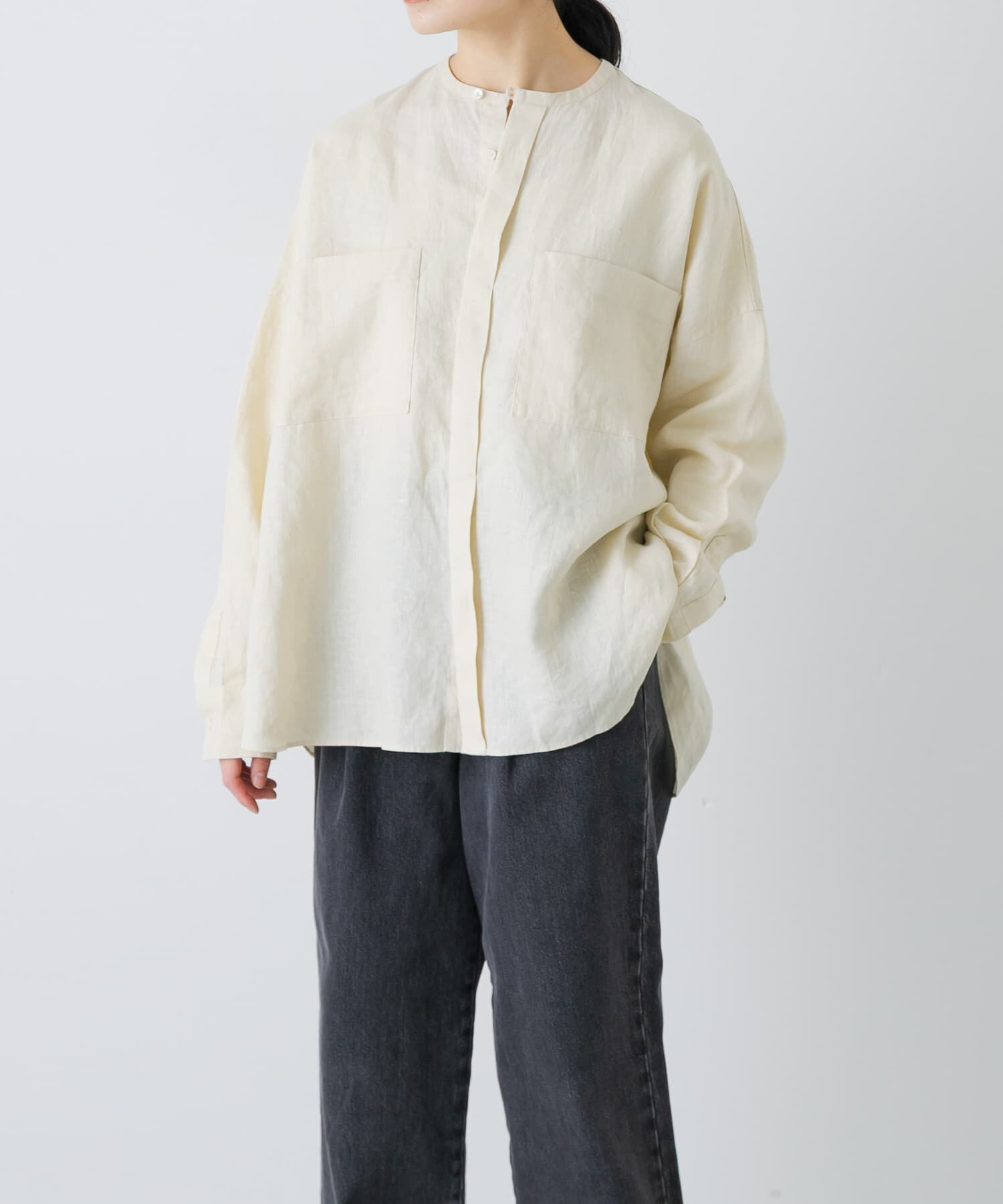 かぐれ「リネンダブルポケットワイドシャツ」|シャツ・ブラウス|