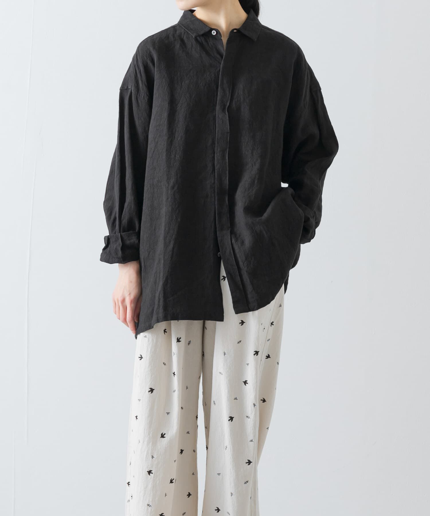 かぐれ「『ユニセックス』ドライリネンボックスシャツ」|シャツ・ブラウス|