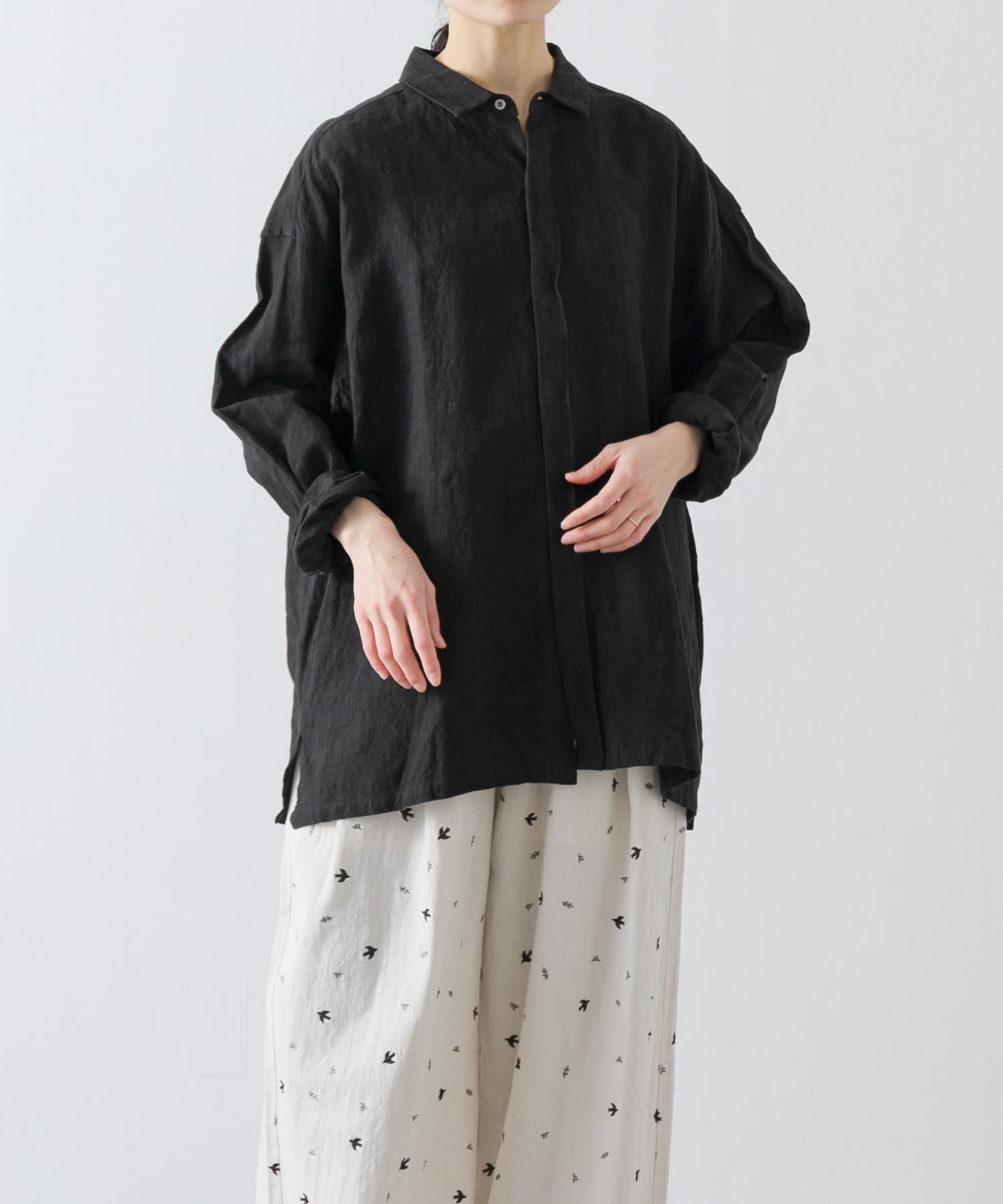 かぐれ「『ユニセックス』ドライリネンボックスシャツ」|シャツ・ブラウス|