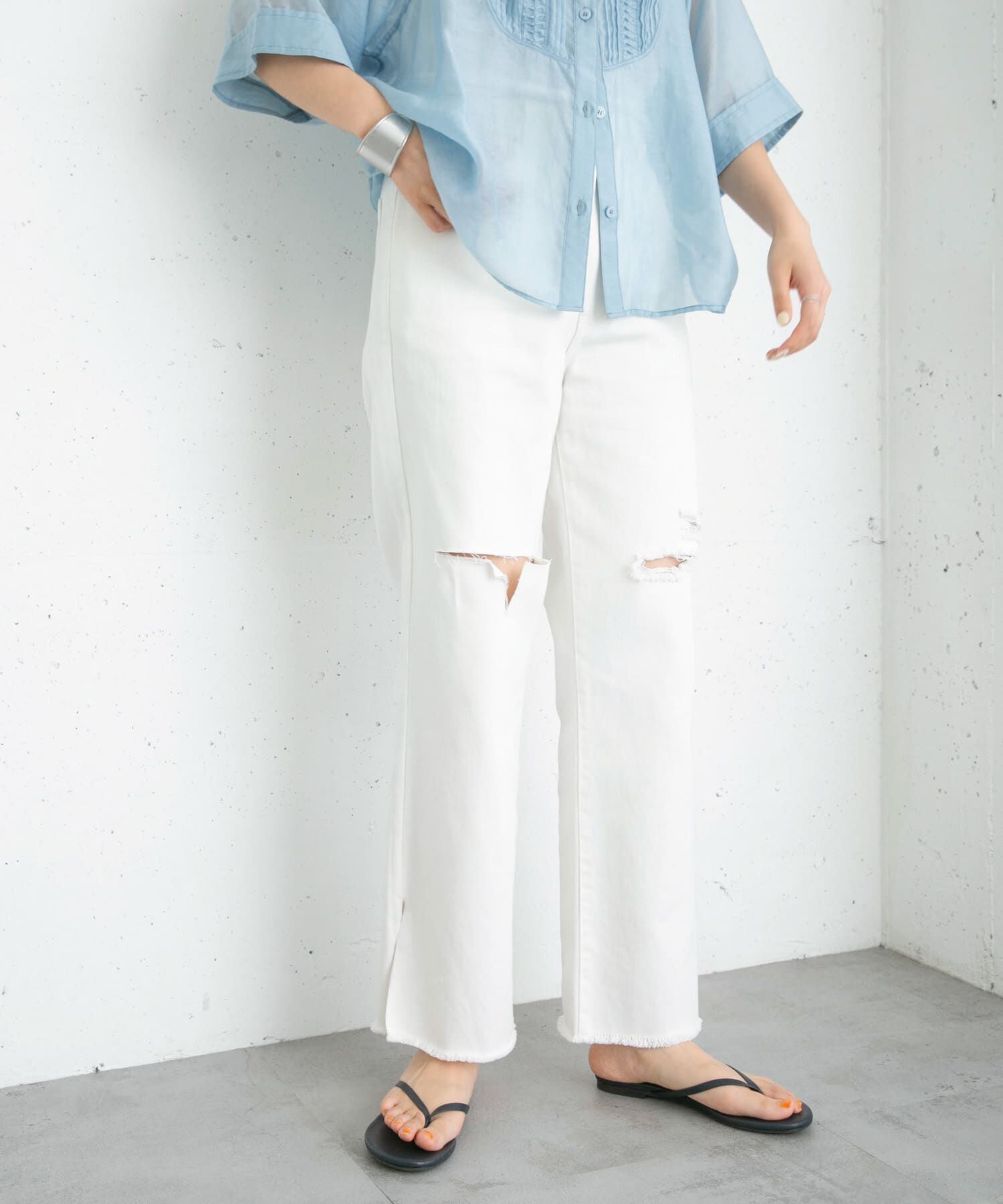  「リメイクダメージスリットデニム」|デニム|