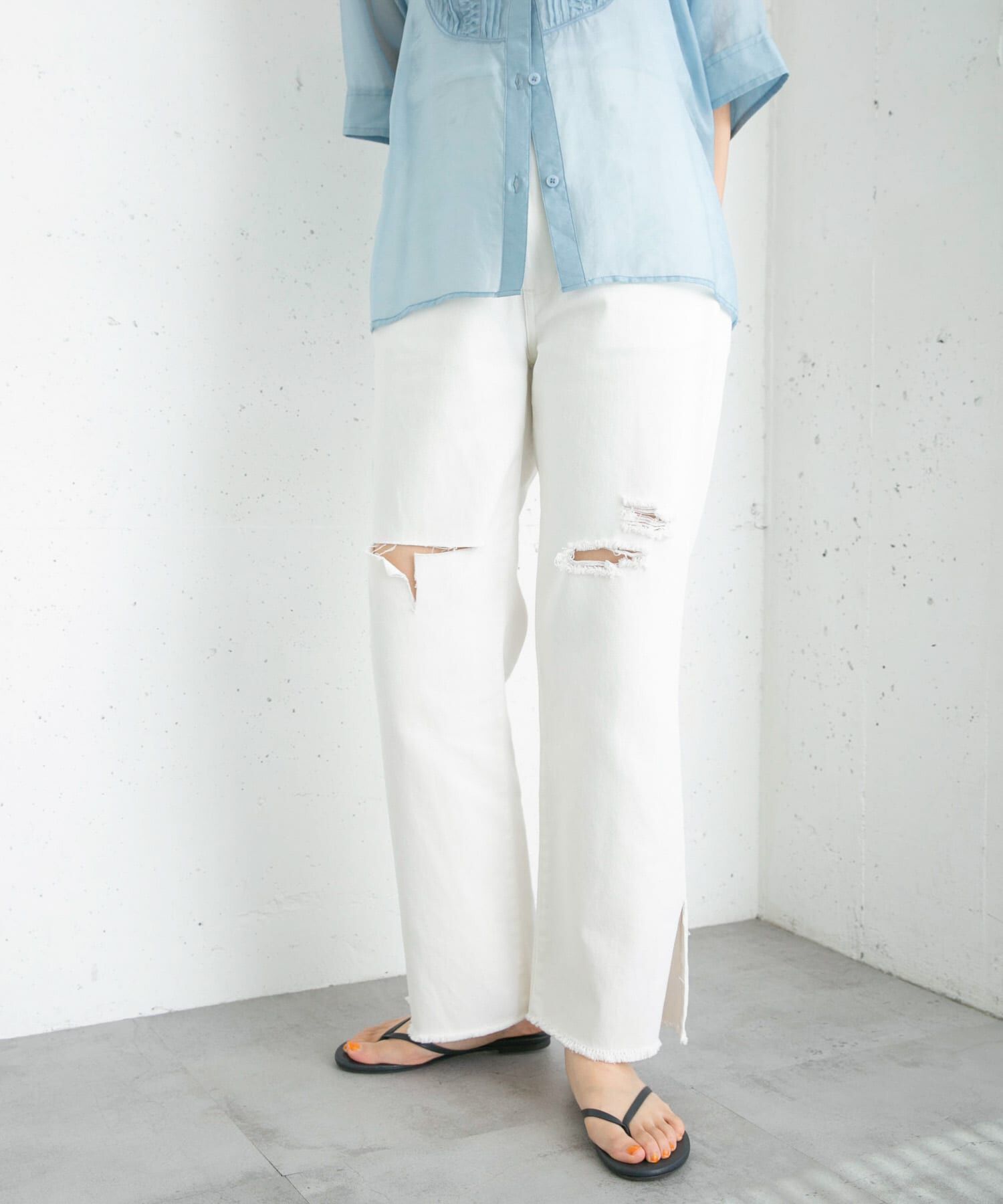  「リメイクダメージスリットデニム」|デニム|