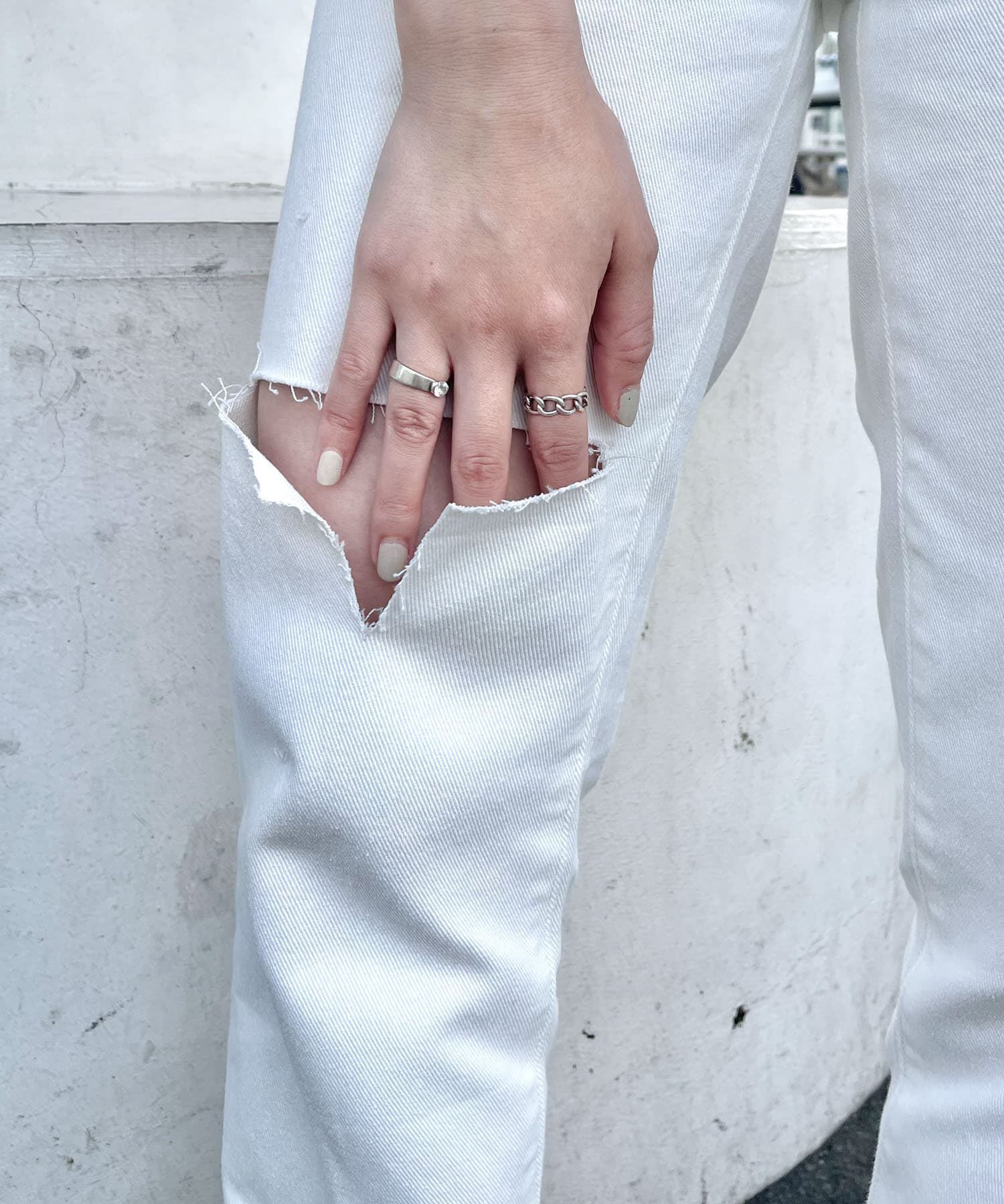  「リメイクダメージスリットデニム」|デニム|