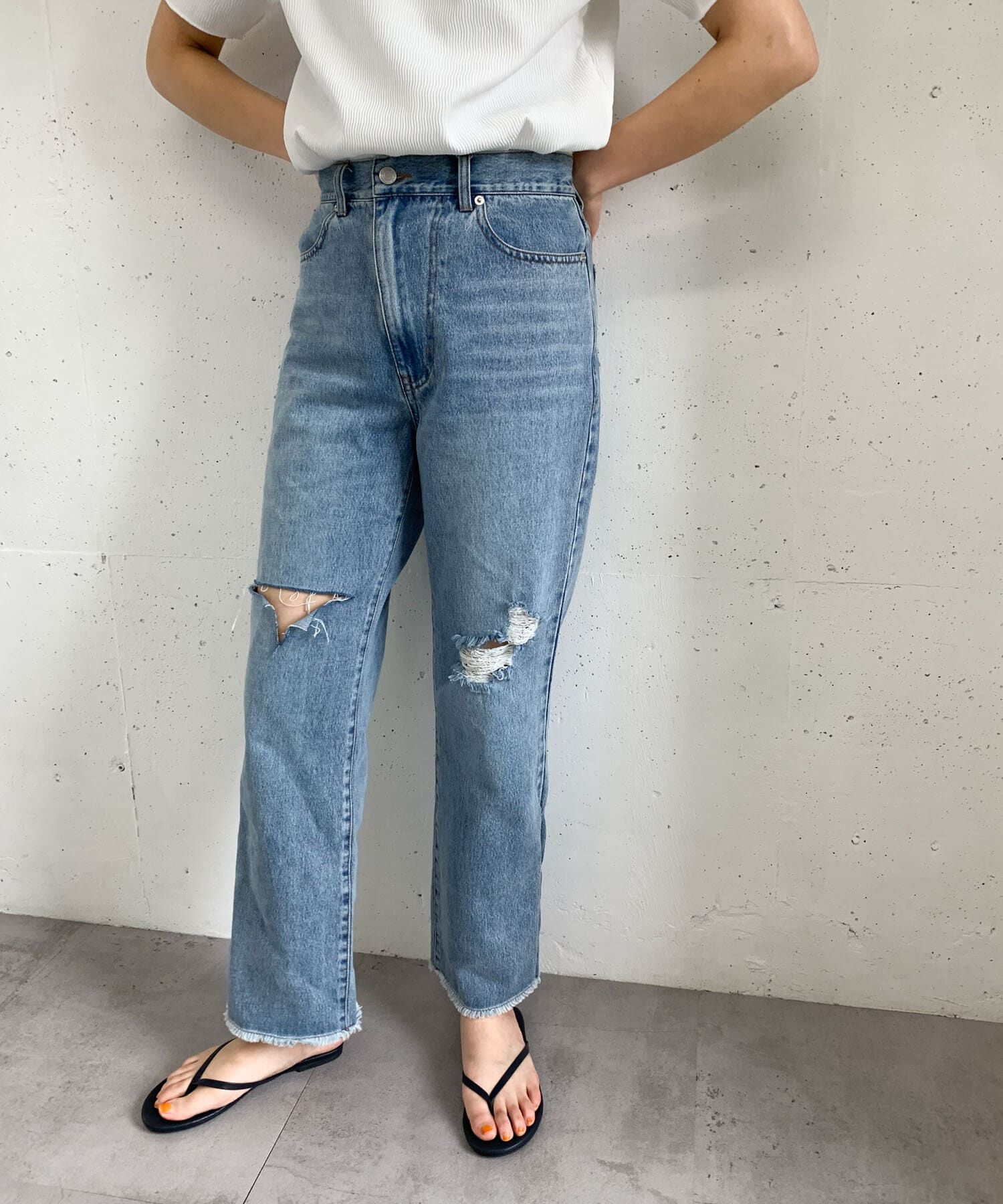  「リメイクダメージスリットデニム」|デニム|