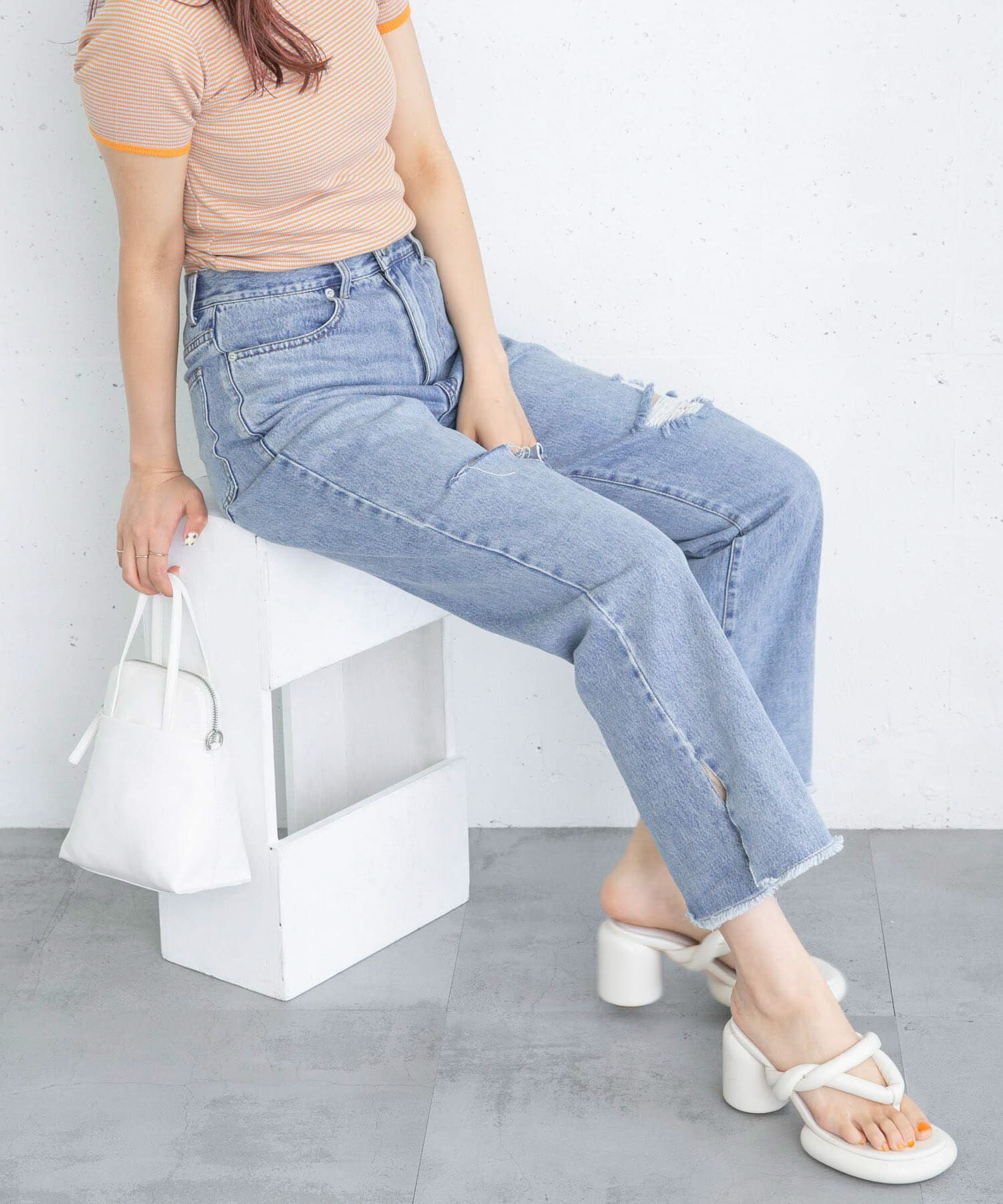  「リメイクダメージスリットデニム」|デニム|