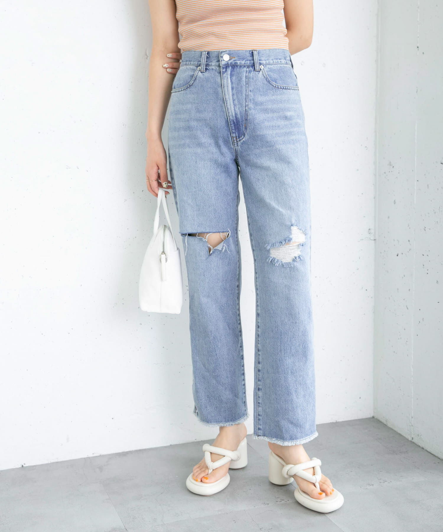  「リメイクダメージスリットデニム」|デニム|