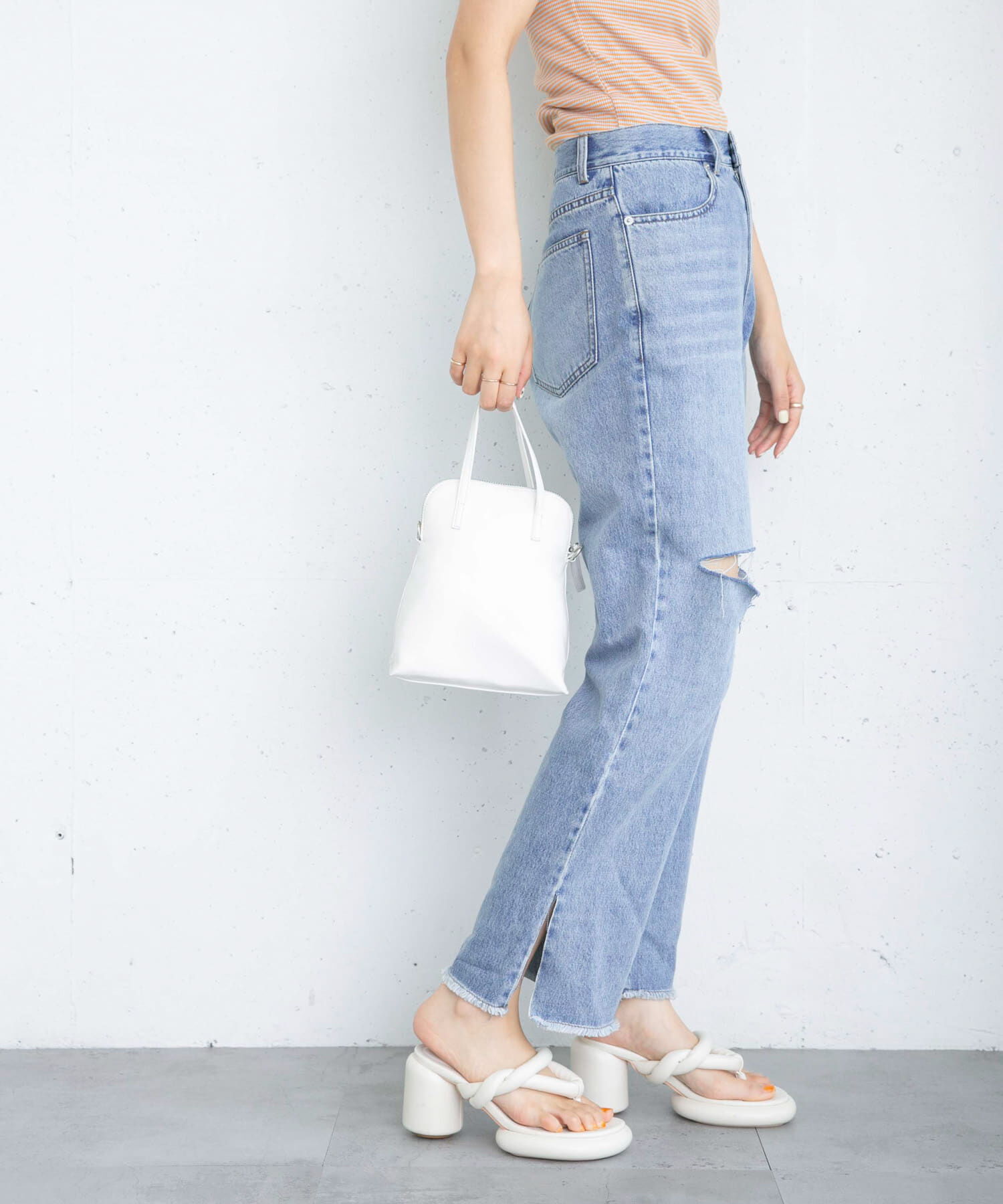  「リメイクダメージスリットデニム」|デニム|