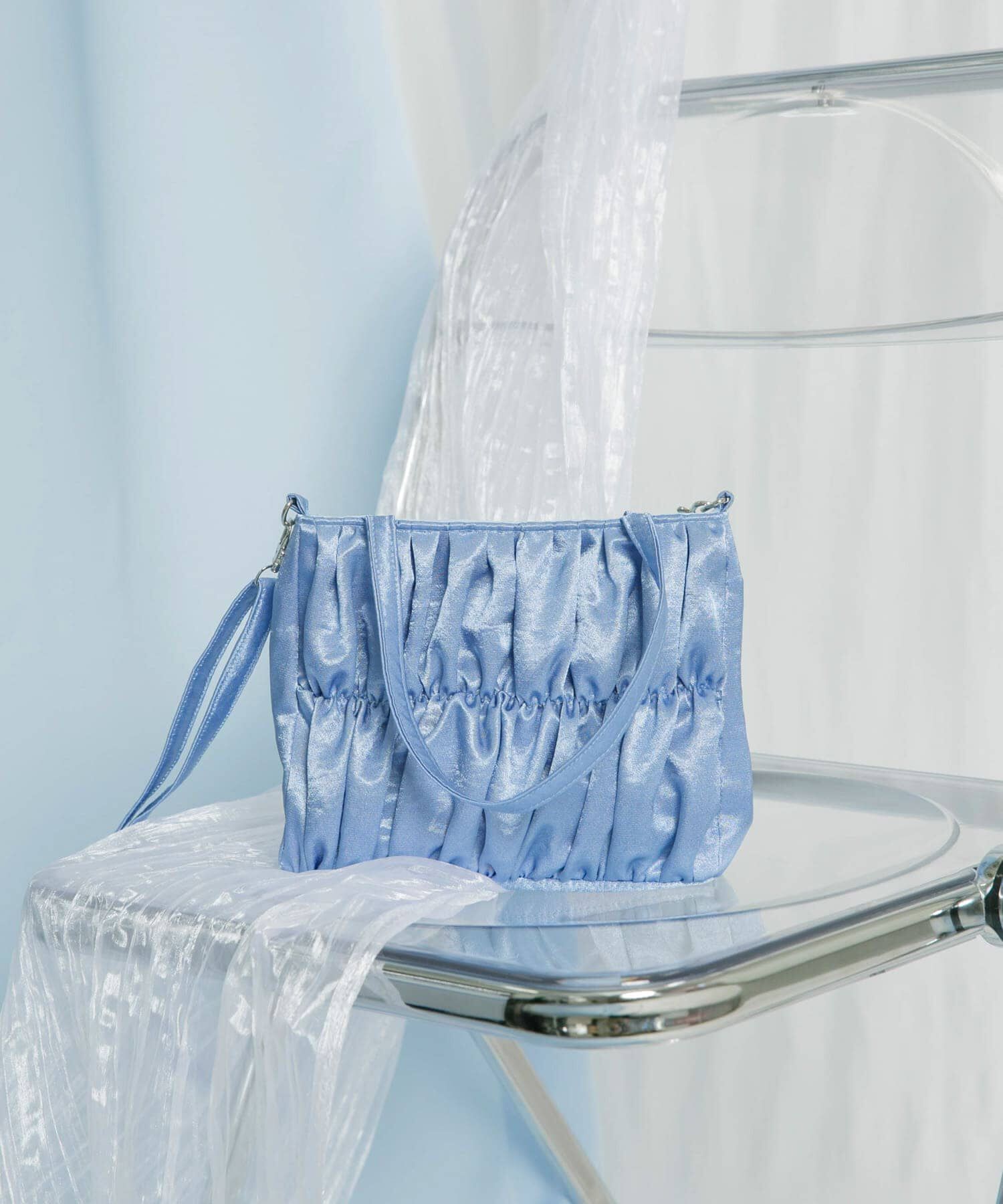  「サテンギャザーハンドBAG」|ハンドバッグ|