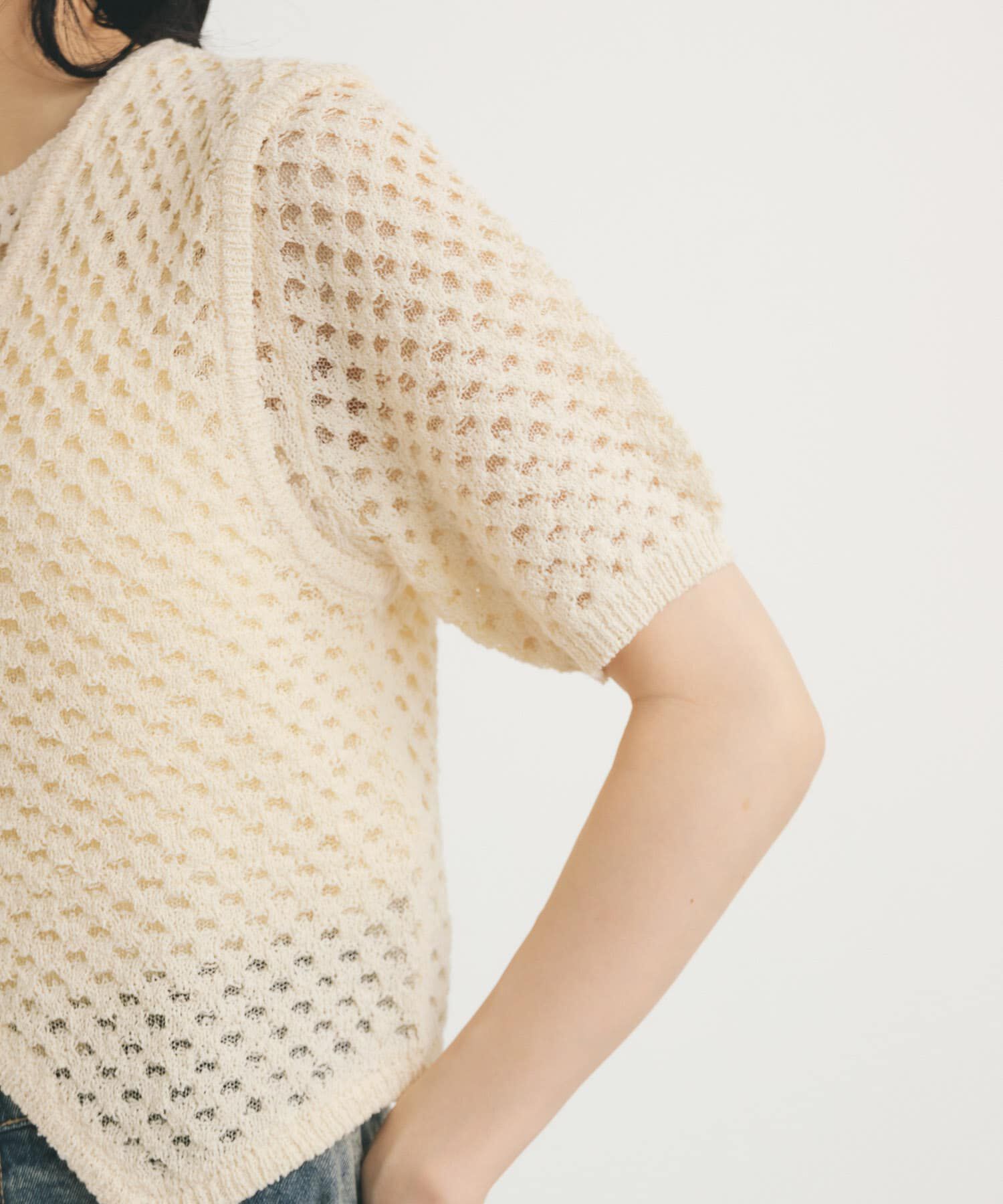  「ループヤーンメッシュプルオーバー」|ニット・セーター|