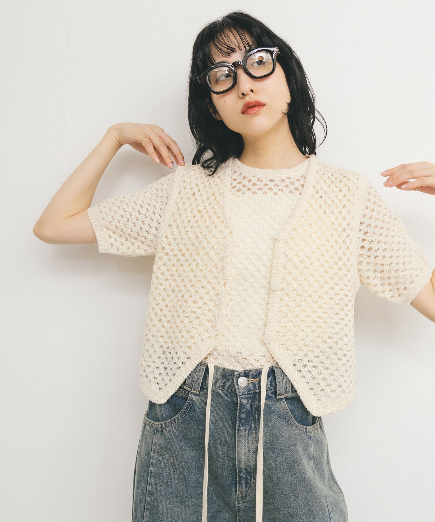  「ループヤーンメッシュプルオーバー」|ニット・セーター|