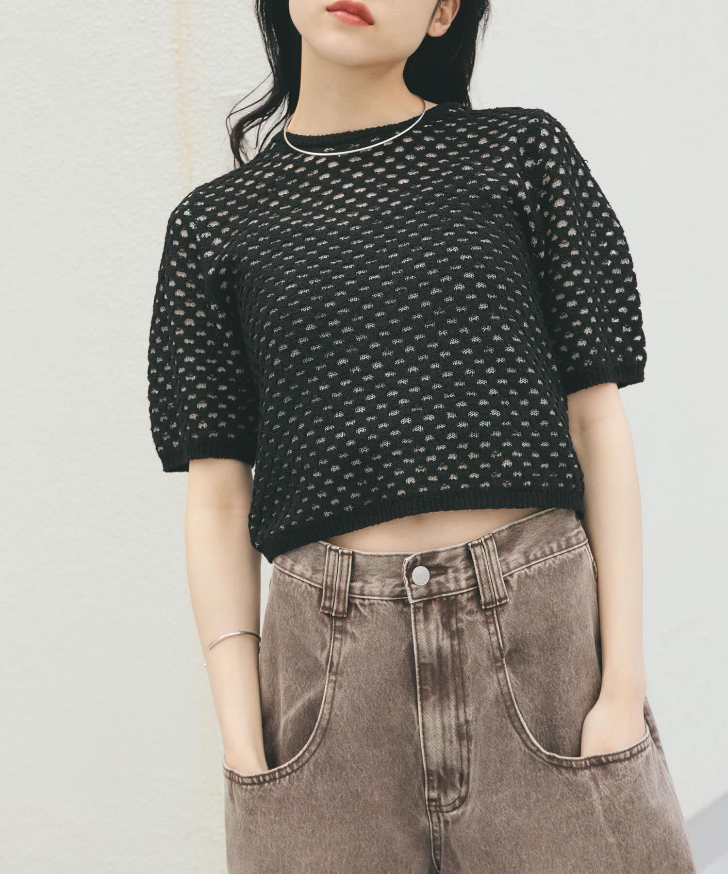  「ループヤーンメッシュプルオーバー」|ニット・セーター|