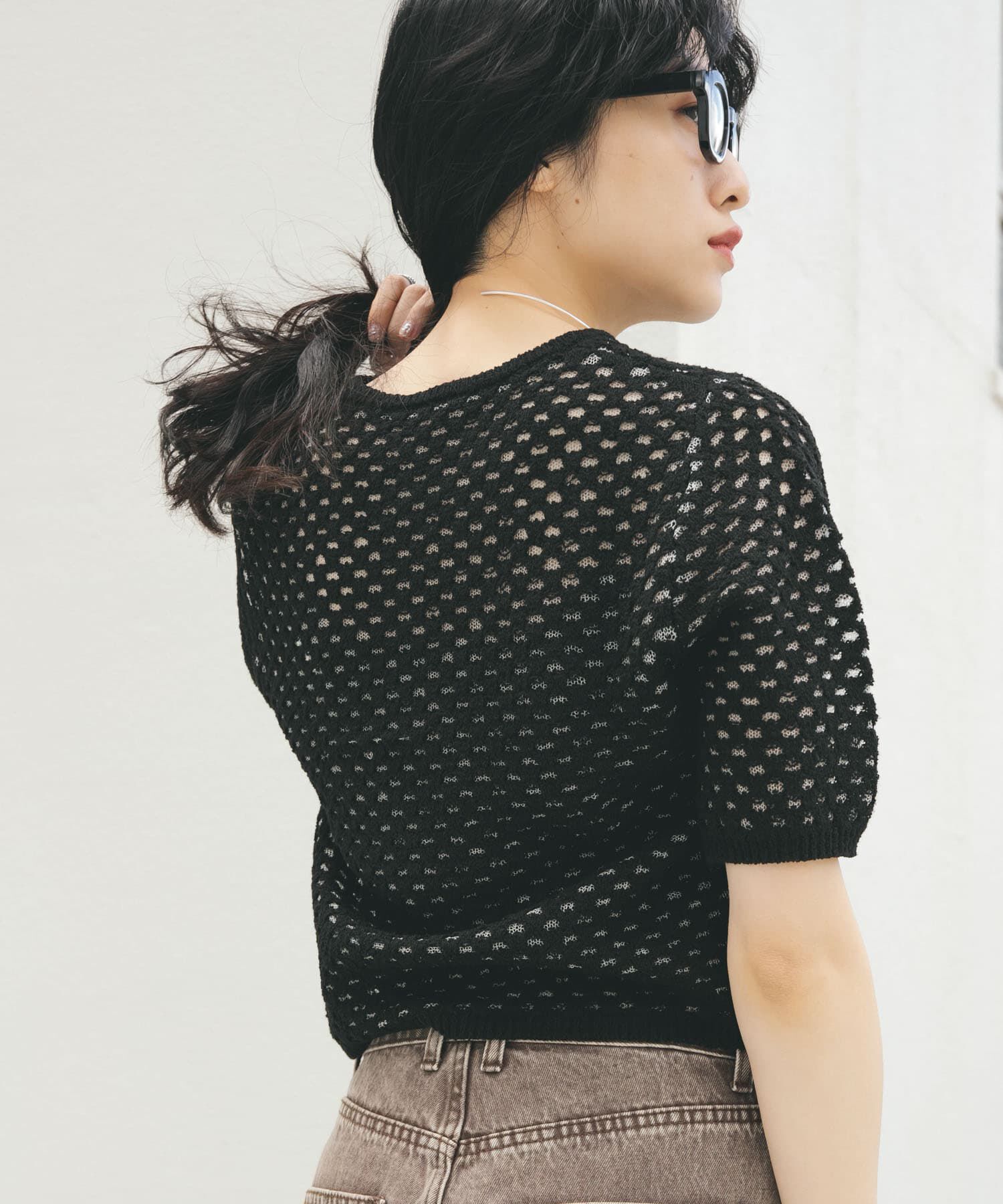  「ループヤーンメッシュプルオーバー」|ニット・セーター|
