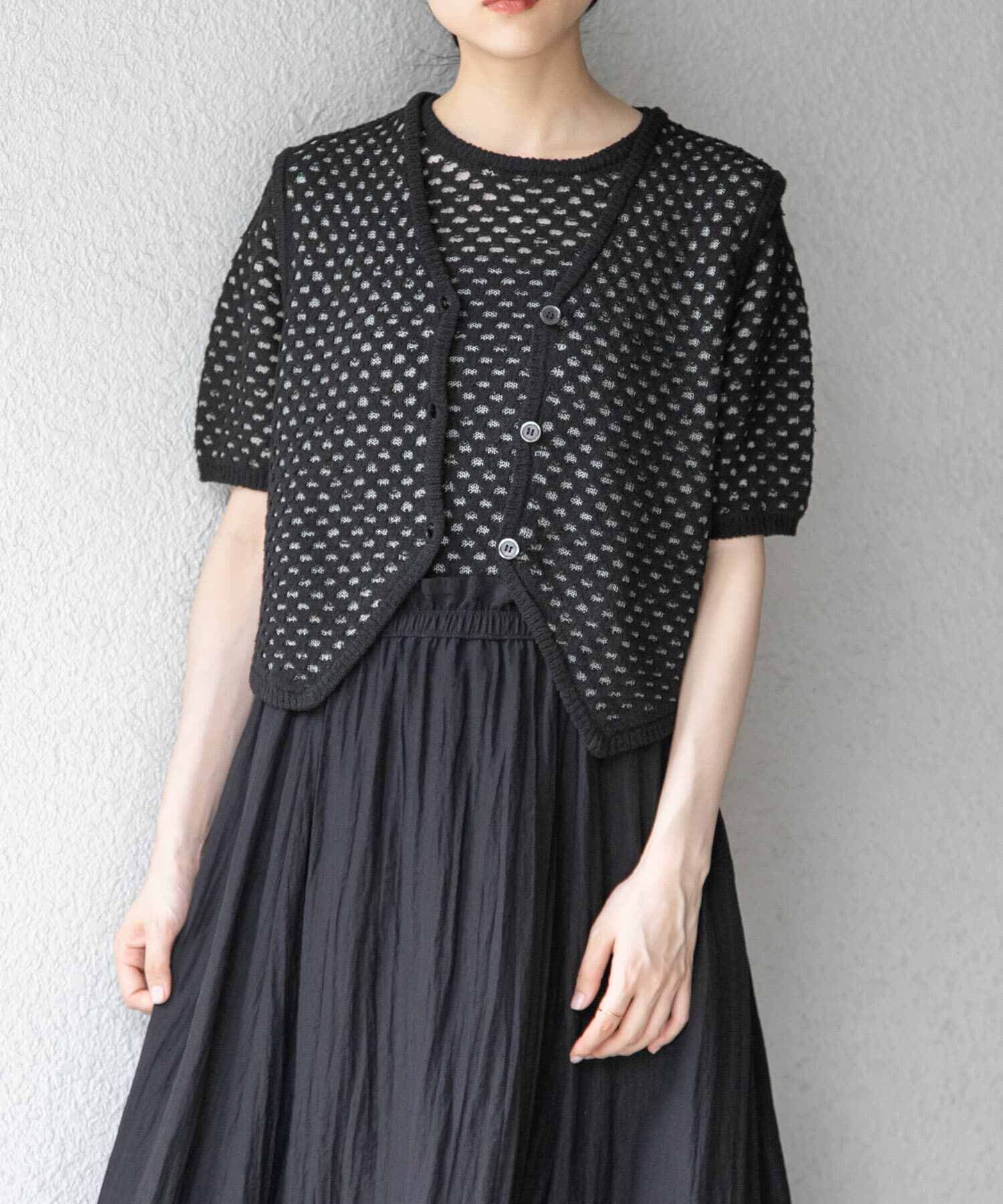  「ループヤーンメッシュプルオーバー」|ニット・セーター|