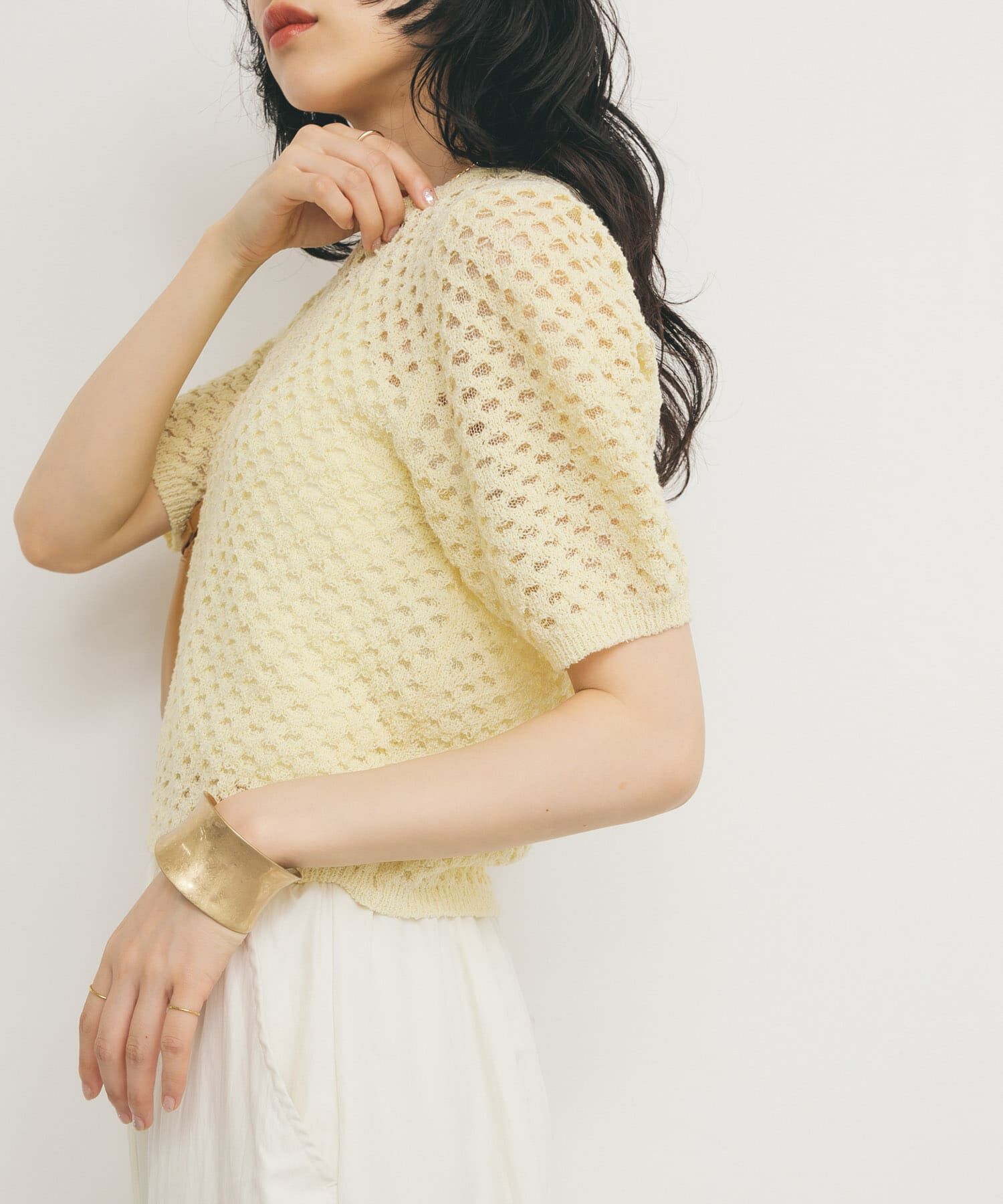  「ループヤーンメッシュプルオーバー」|ニット・セーター|