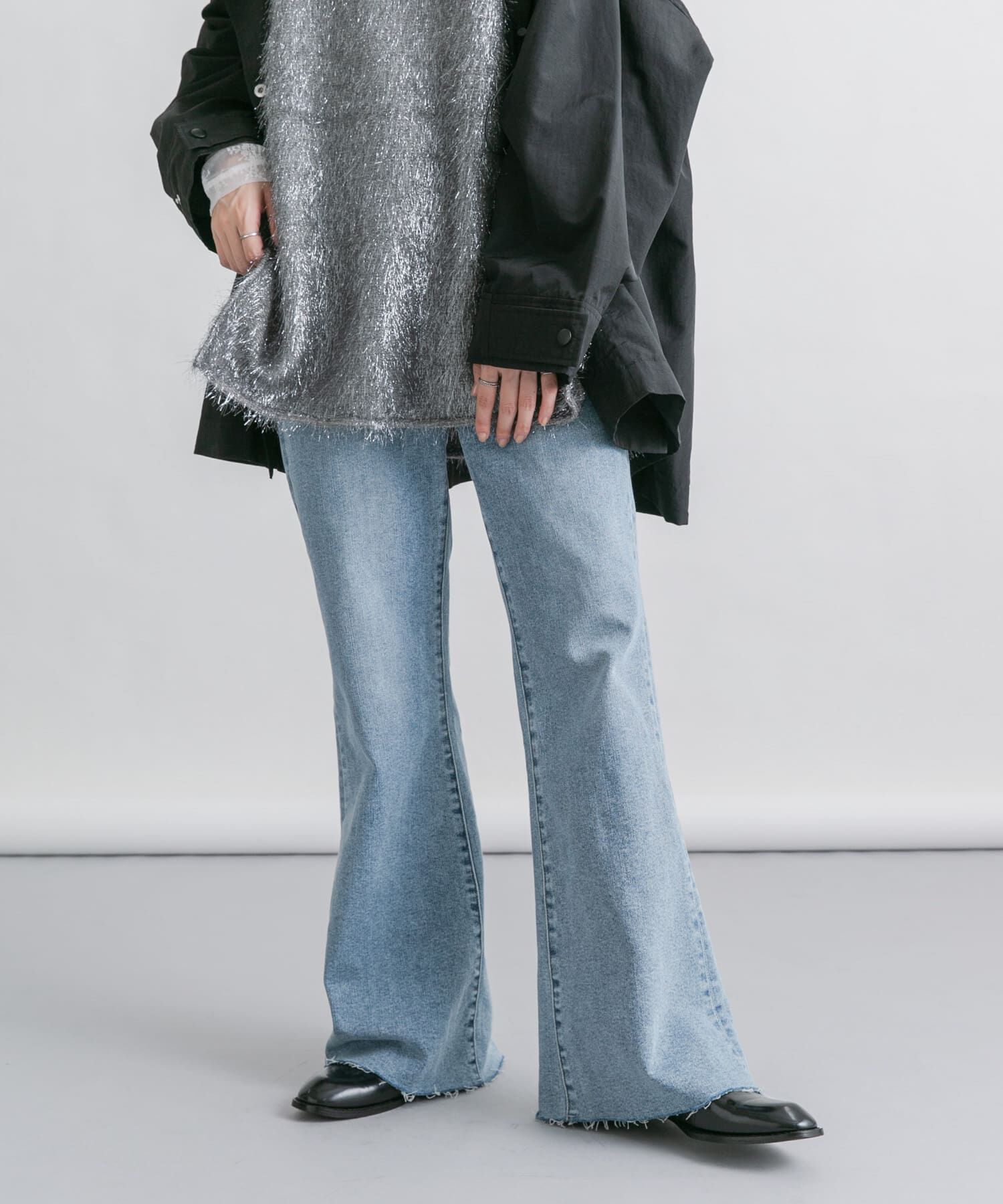  「『34サイズ/低身長向けも展開』ストレッチフレアデニム」|デニム|