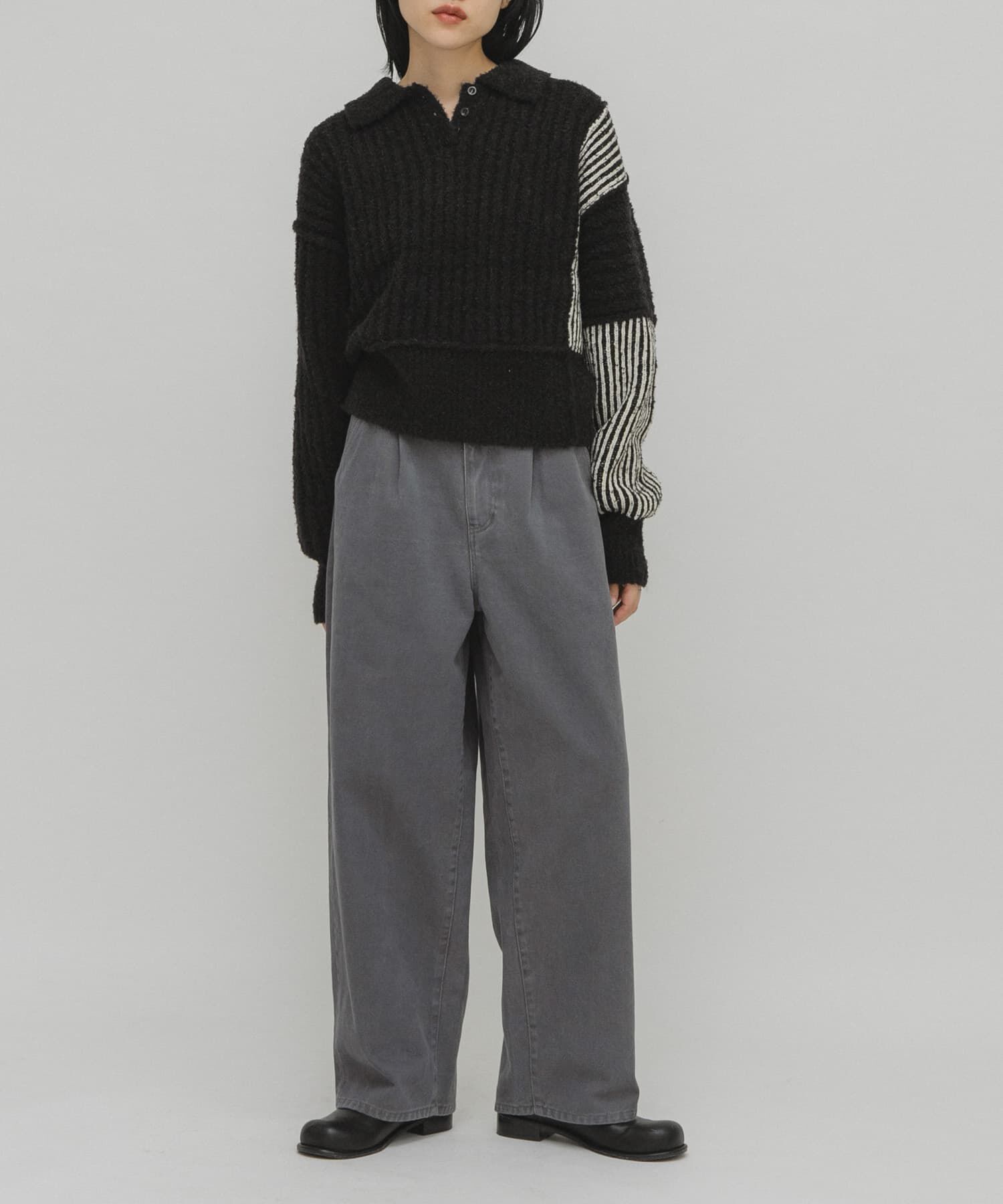  「バイカラーデザインスリーブニット」|ニット・セーター|