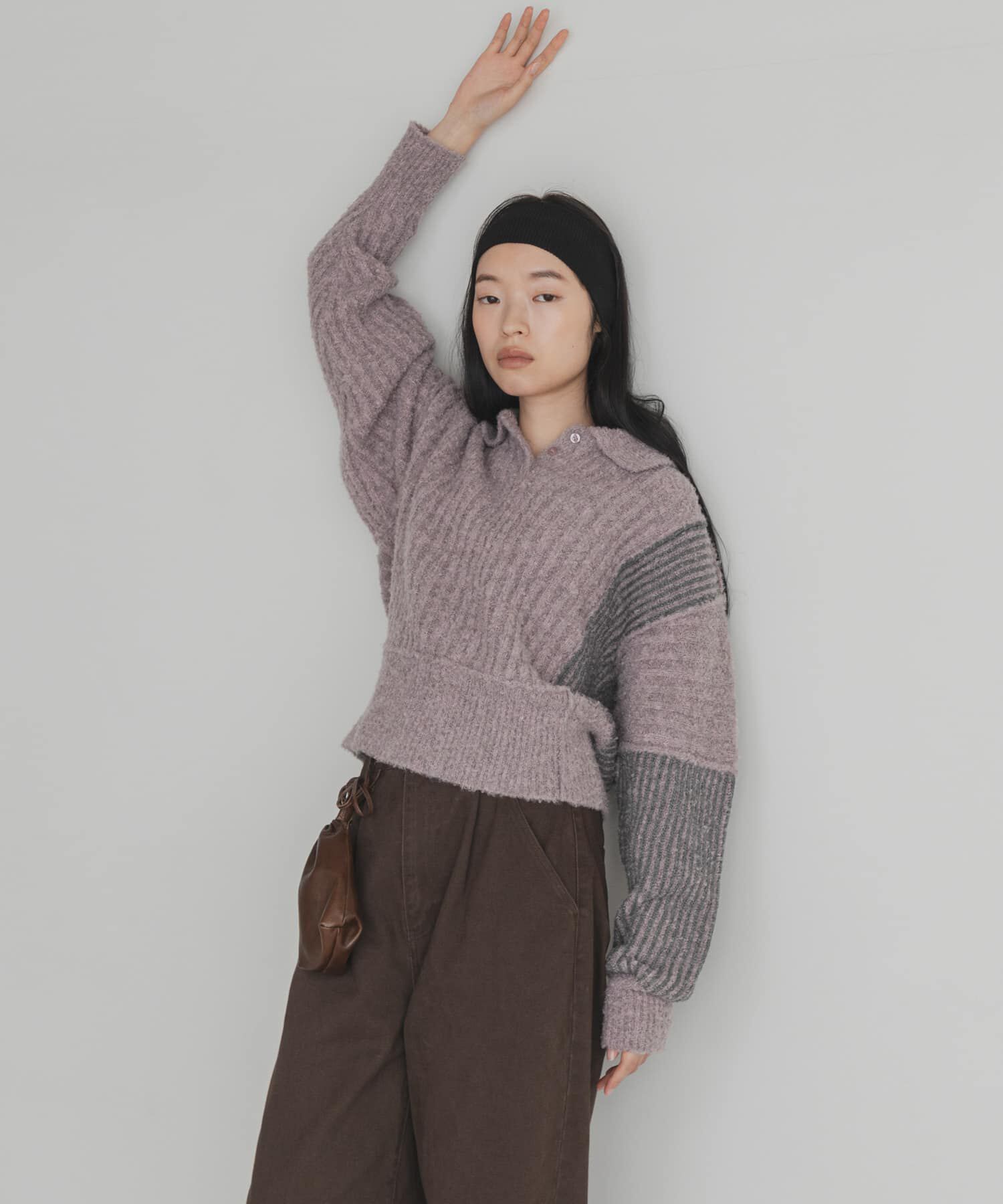  「バイカラーデザインスリーブニット」|ニット・セーター|