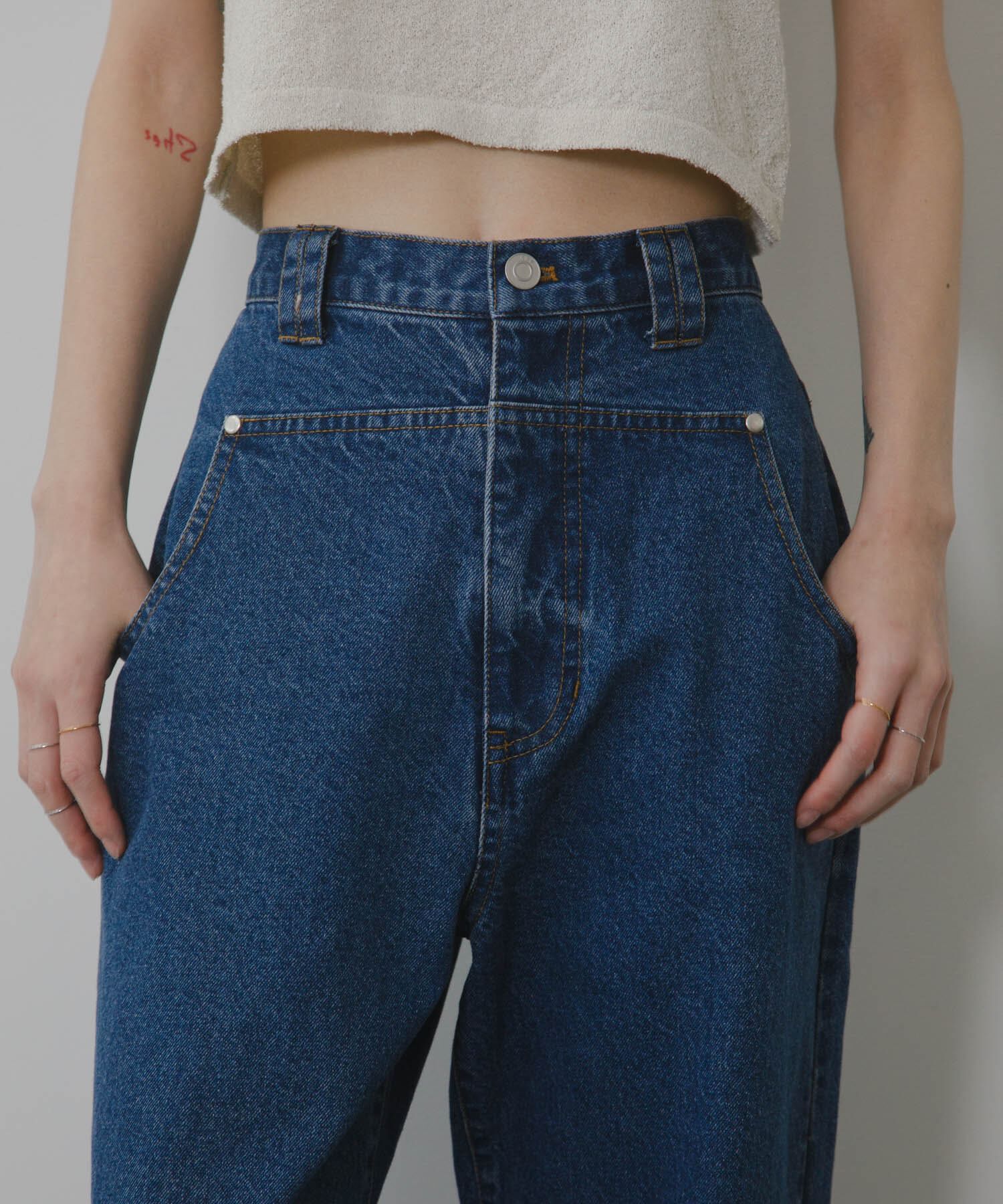  「『2サイズ展開』フロントパネルデザインデニム」|デニム|ブルー