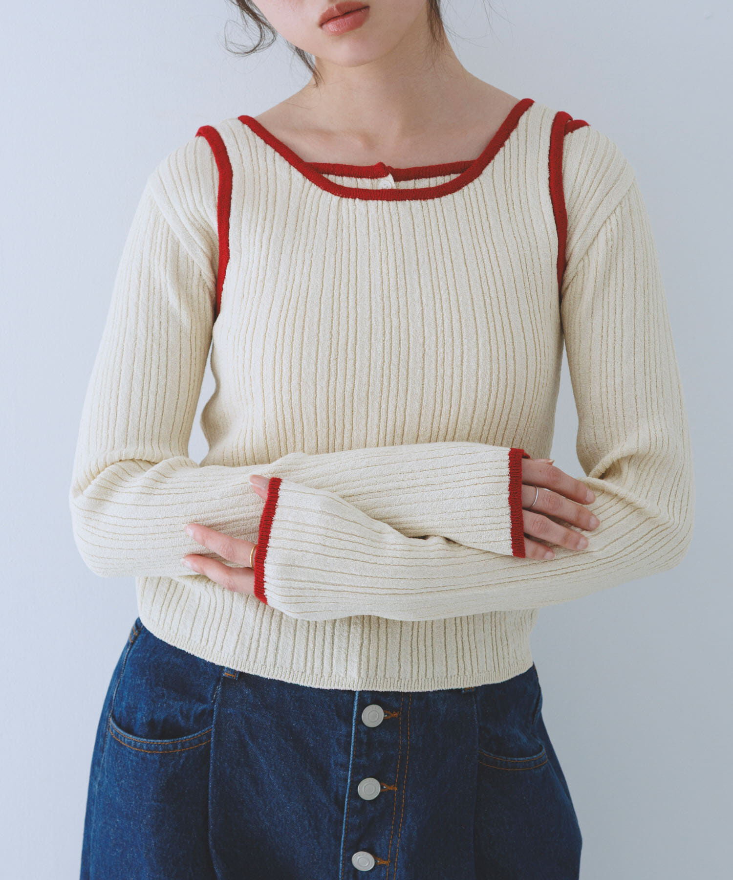  「2WAYタンクトップSETカーディガン」|ニット・セーター|アイボリー