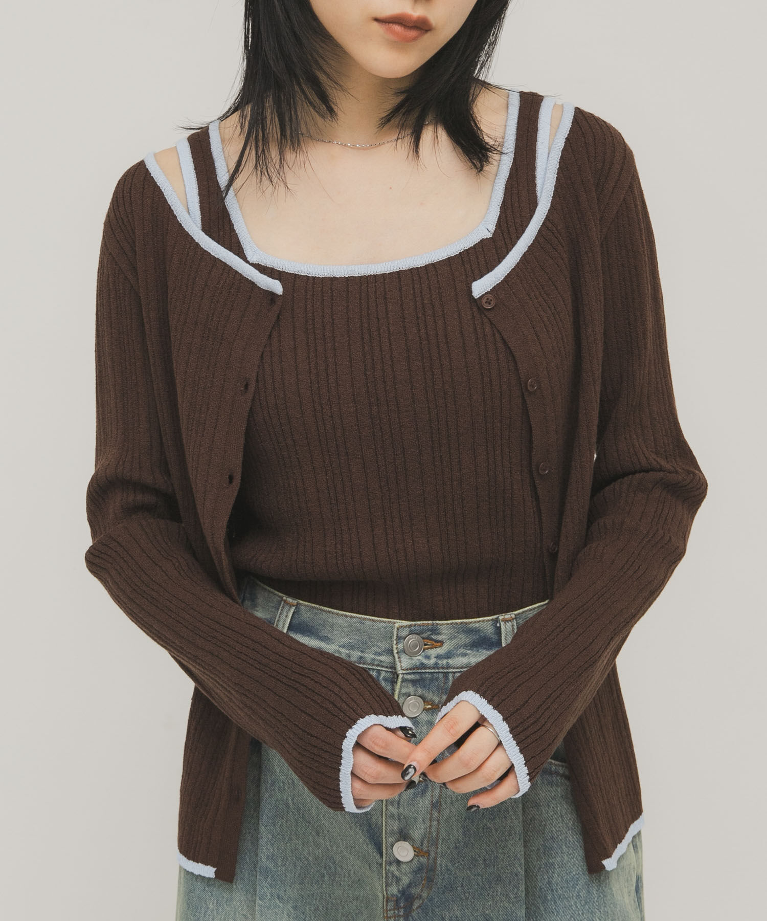  「2WAYタンクトップSETカーディガン」|ニット・セーター|