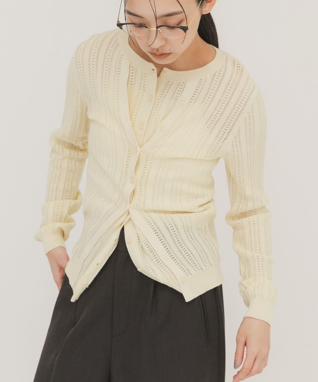  「ダブルフロントニット」|ニット・セーター|アイボリー