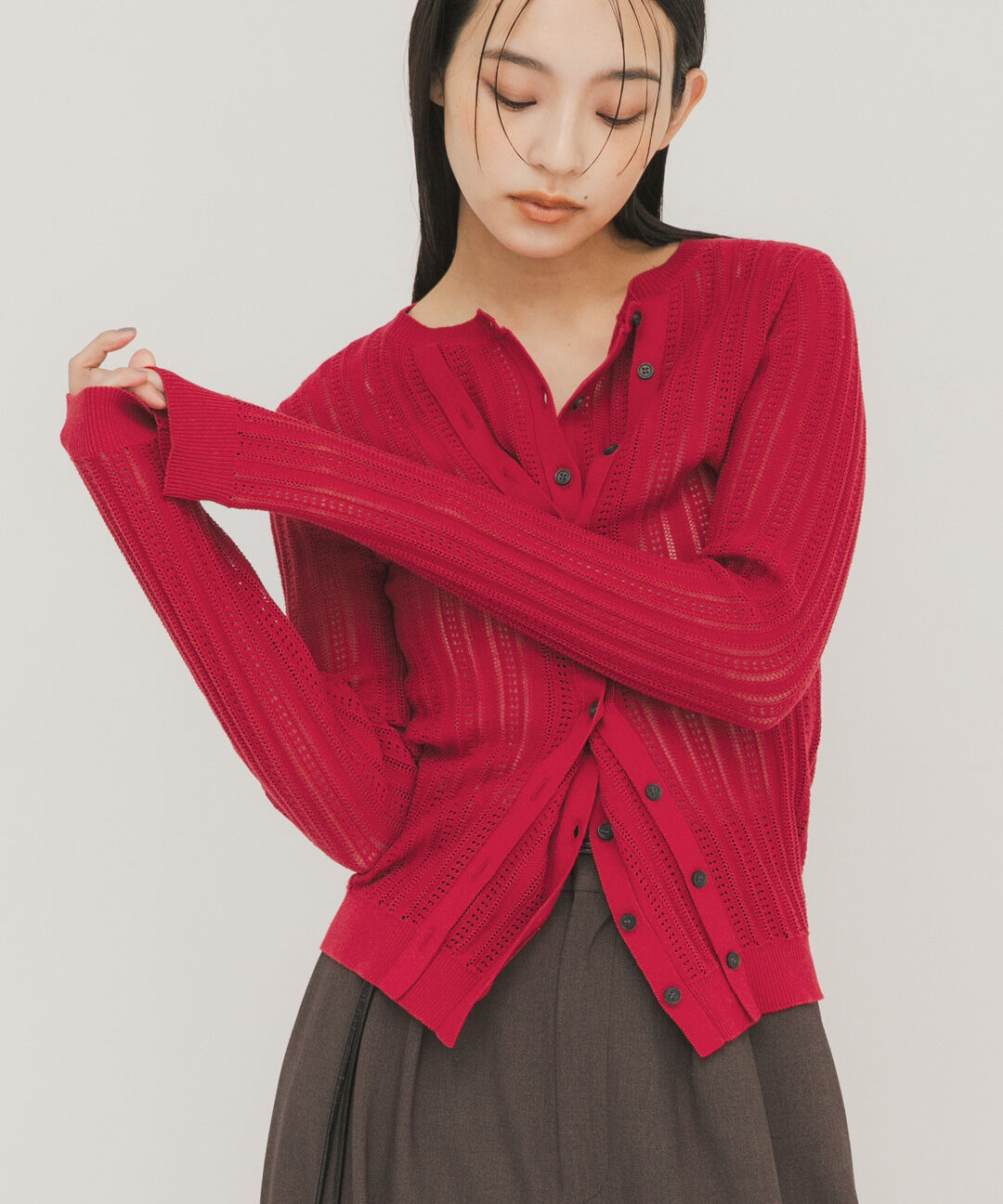  「ダブルフロントニット」|ニット・セーター|レッド