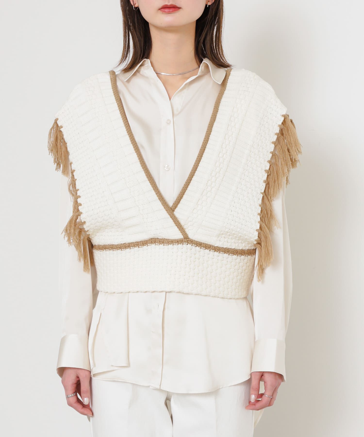 SENSE OF PLACE by URBAN RESEARCH「フリンジニットベスト」|ベスト・ジレ|