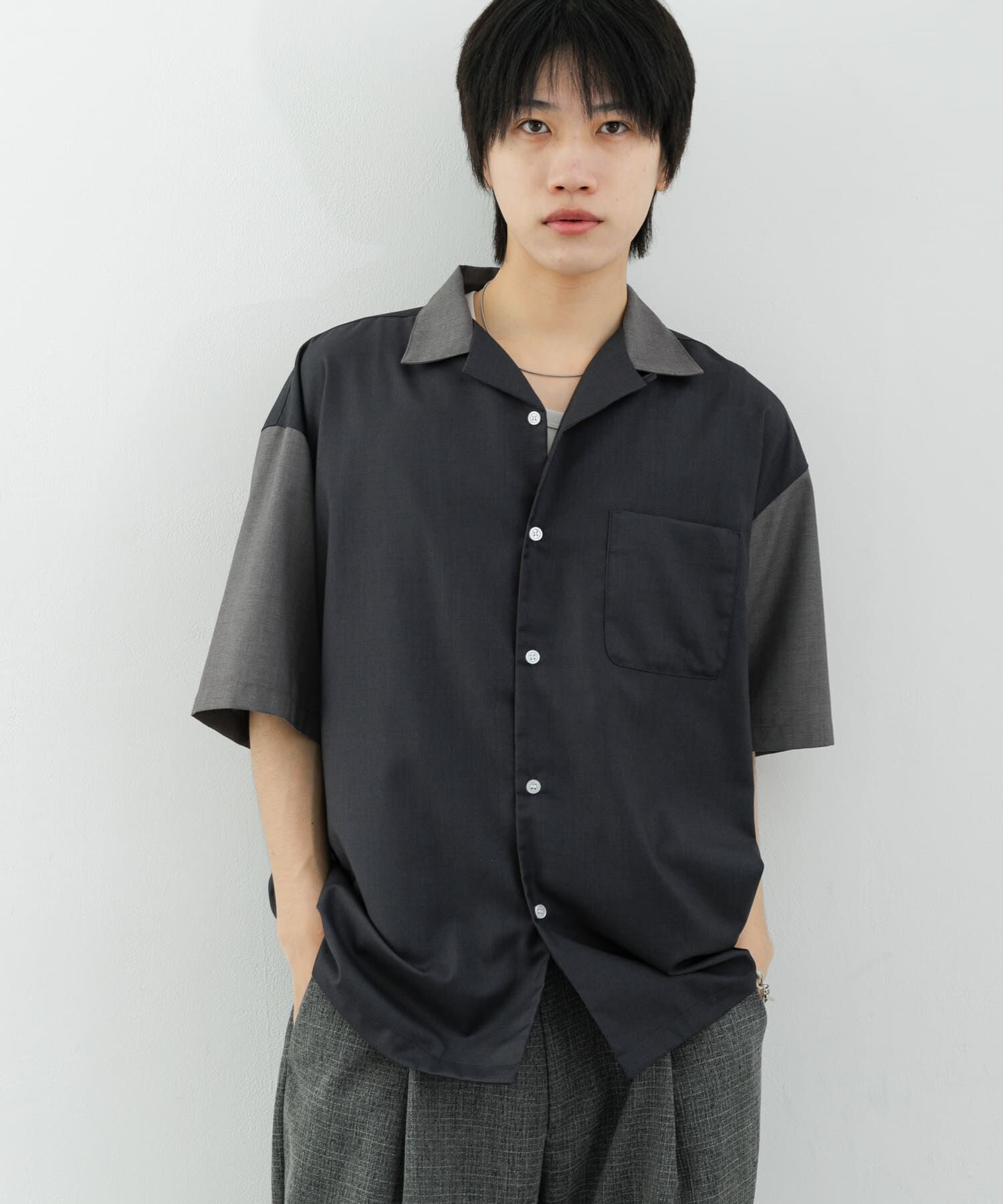 SENSE OF PLACE by URBAN RESEARCH「バイカラーオープンカラーショートスリーブシャツ」|シャツ・ブラウス|