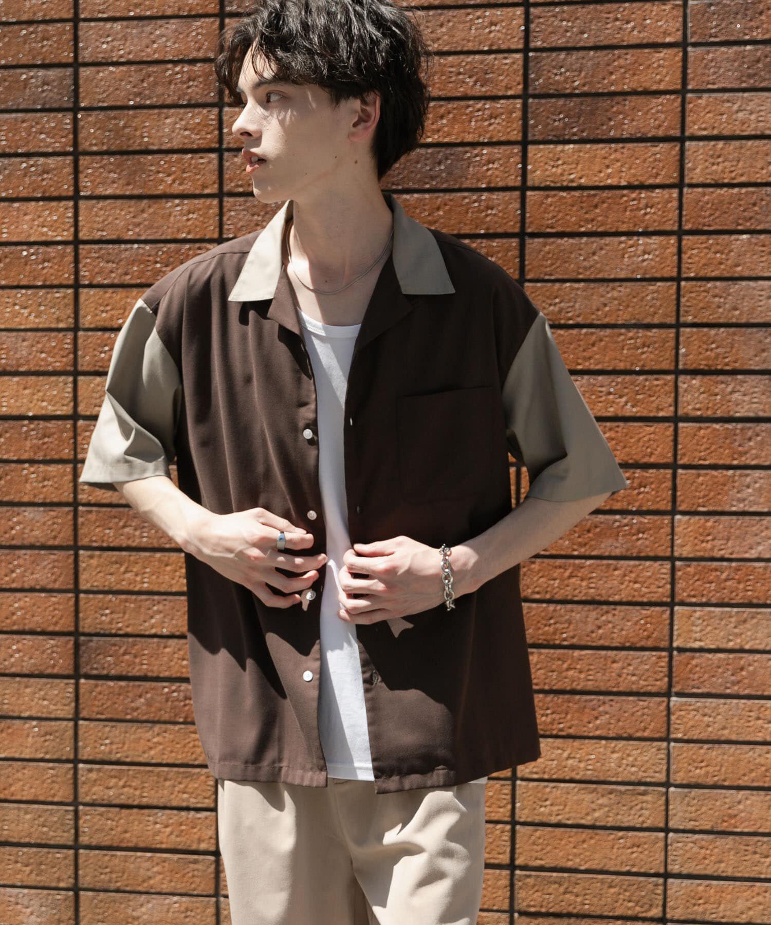 SENSE OF PLACE by URBAN RESEARCH「バイカラーオープンカラーショートスリーブシャツ」|シャツ・ブラウス|