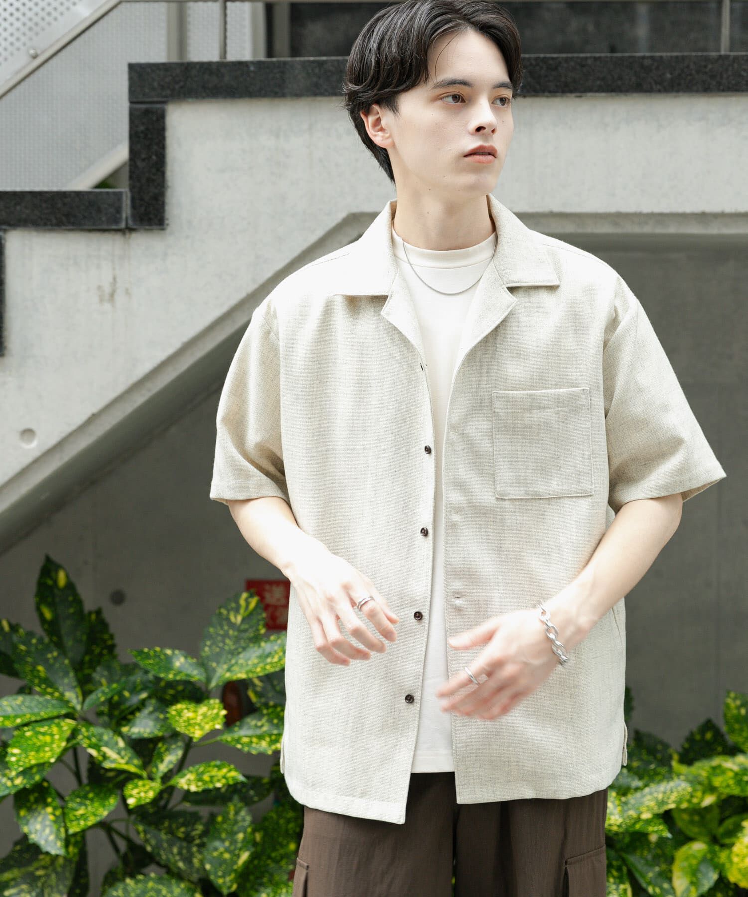 SENSE OF PLACE by URBAN RESEARCH「メランジプリペラオープンカラーショートスリーブシャツ」|シャツ・ブラウス|