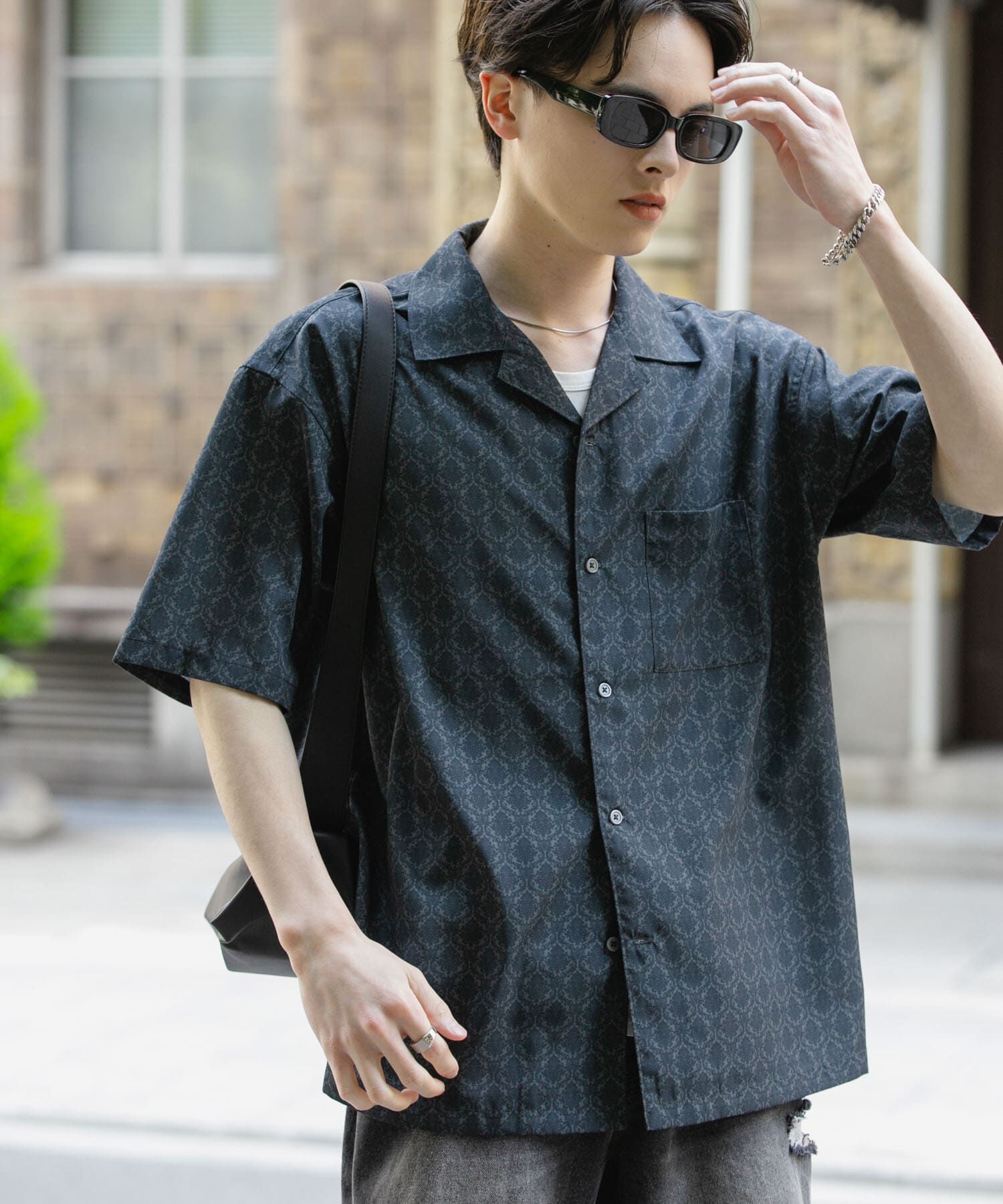 SENSE OF PLACE by URBAN RESEARCH「ダマスクオープンカラーショートスリーブシャツ」|シャツ・ブラウス|