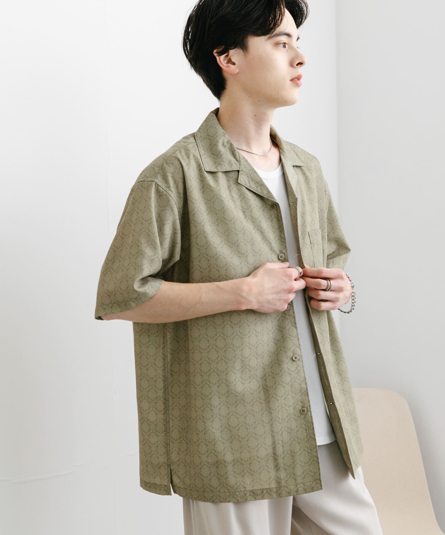 SENSE OF PLACE by URBAN RESEARCH「ダマスクオープンカラーショートスリーブシャツ」|シャツ・ブラウス|