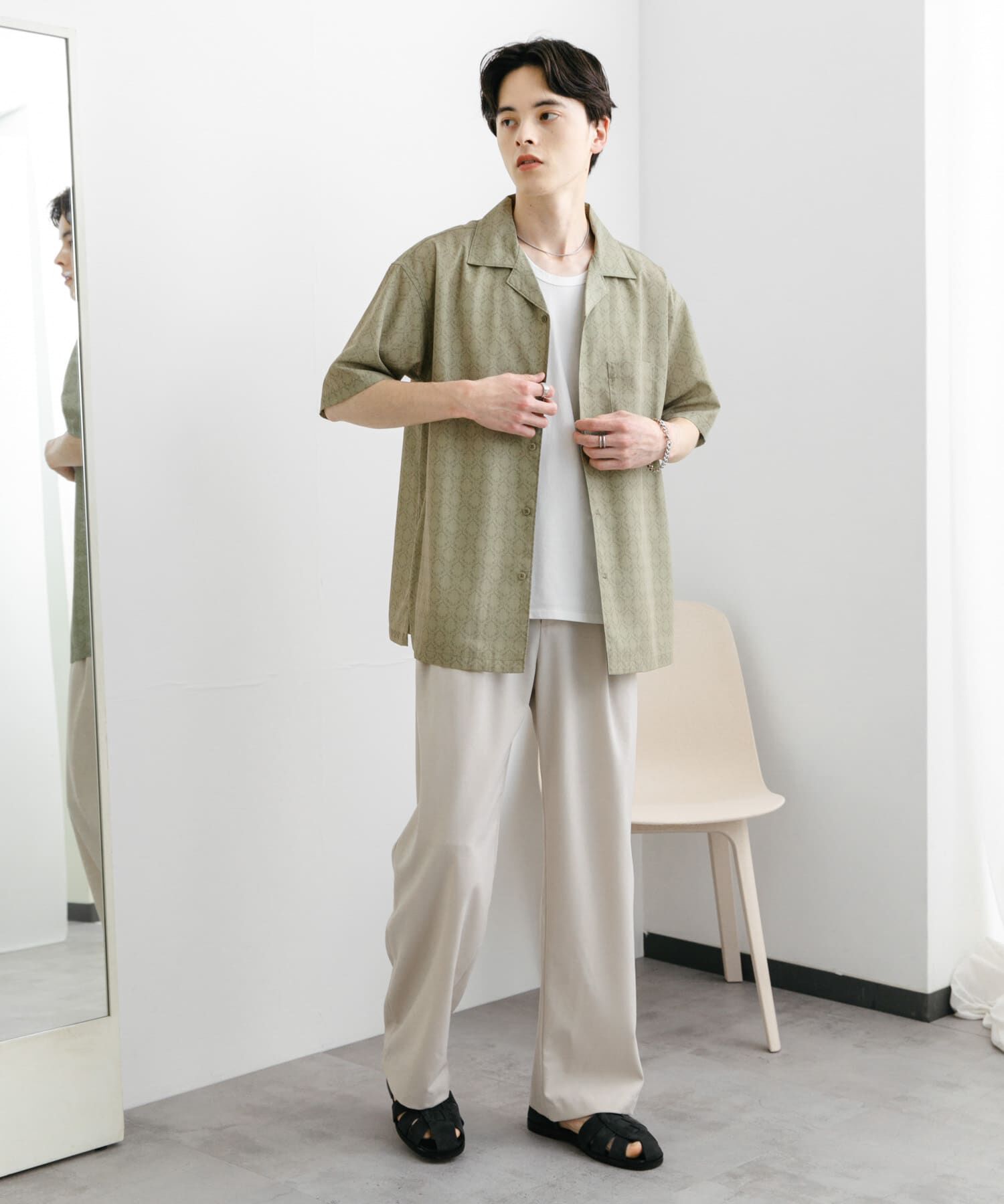 SENSE OF PLACE by URBAN RESEARCH「ダマスクオープンカラーショートスリーブシャツ」|シャツ・ブラウス|