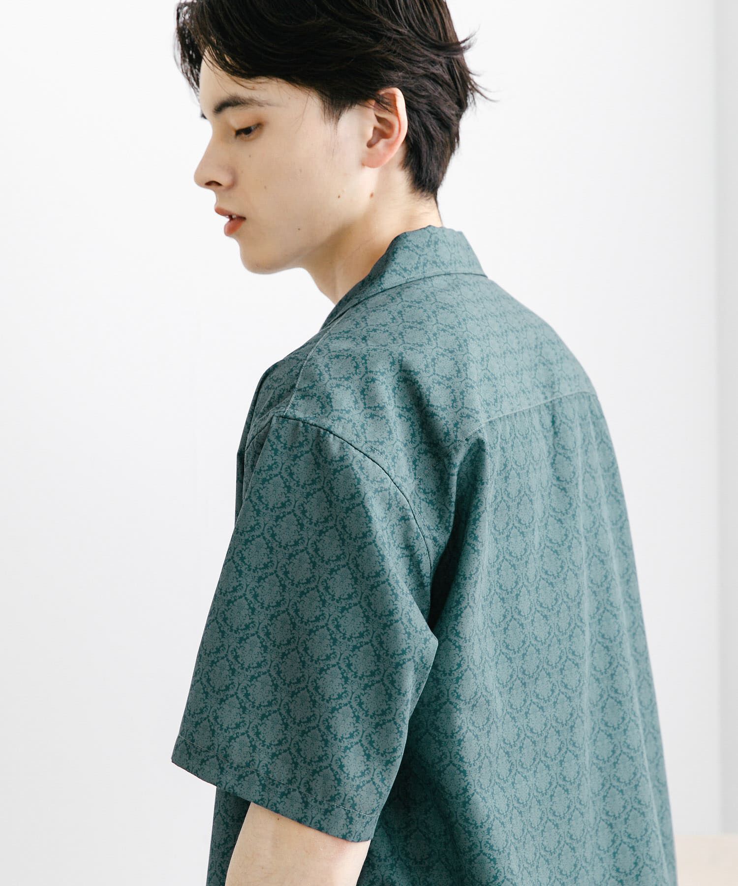 SENSE OF PLACE by URBAN RESEARCH「ダマスクオープンカラーショートスリーブシャツ」|シャツ・ブラウス|ブルー