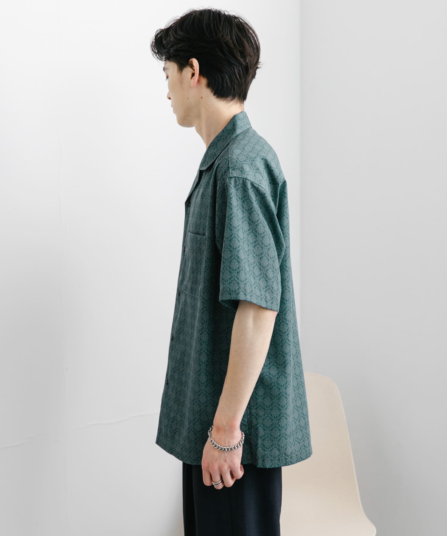 SENSE OF PLACE by URBAN RESEARCH「ダマスクオープンカラーショートスリーブシャツ」|シャツ・ブラウス|