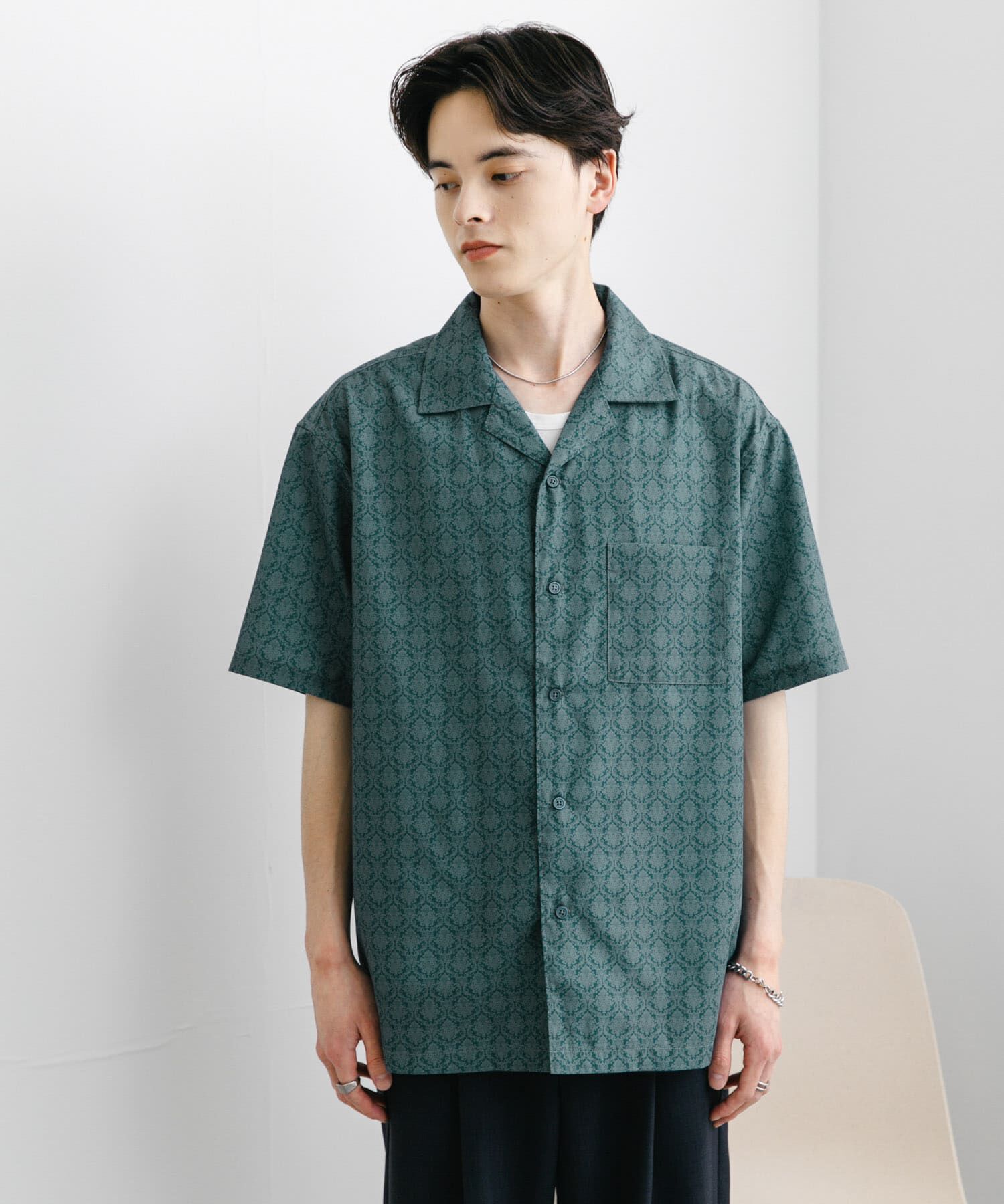 SENSE OF PLACE by URBAN RESEARCH「ダマスクオープンカラーショートスリーブシャツ」|シャツ・ブラウス|