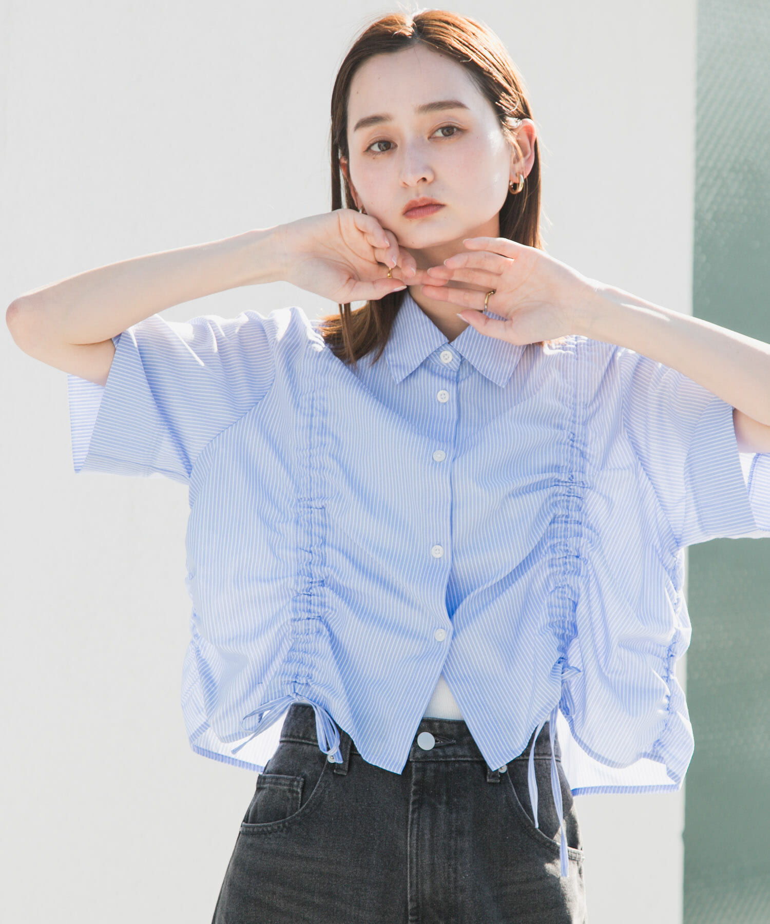 SENSE OF PLACE by URBAN RESEARCH「クロップドシャーリングシャツ(半袖)」|シャツ・ブラウス|