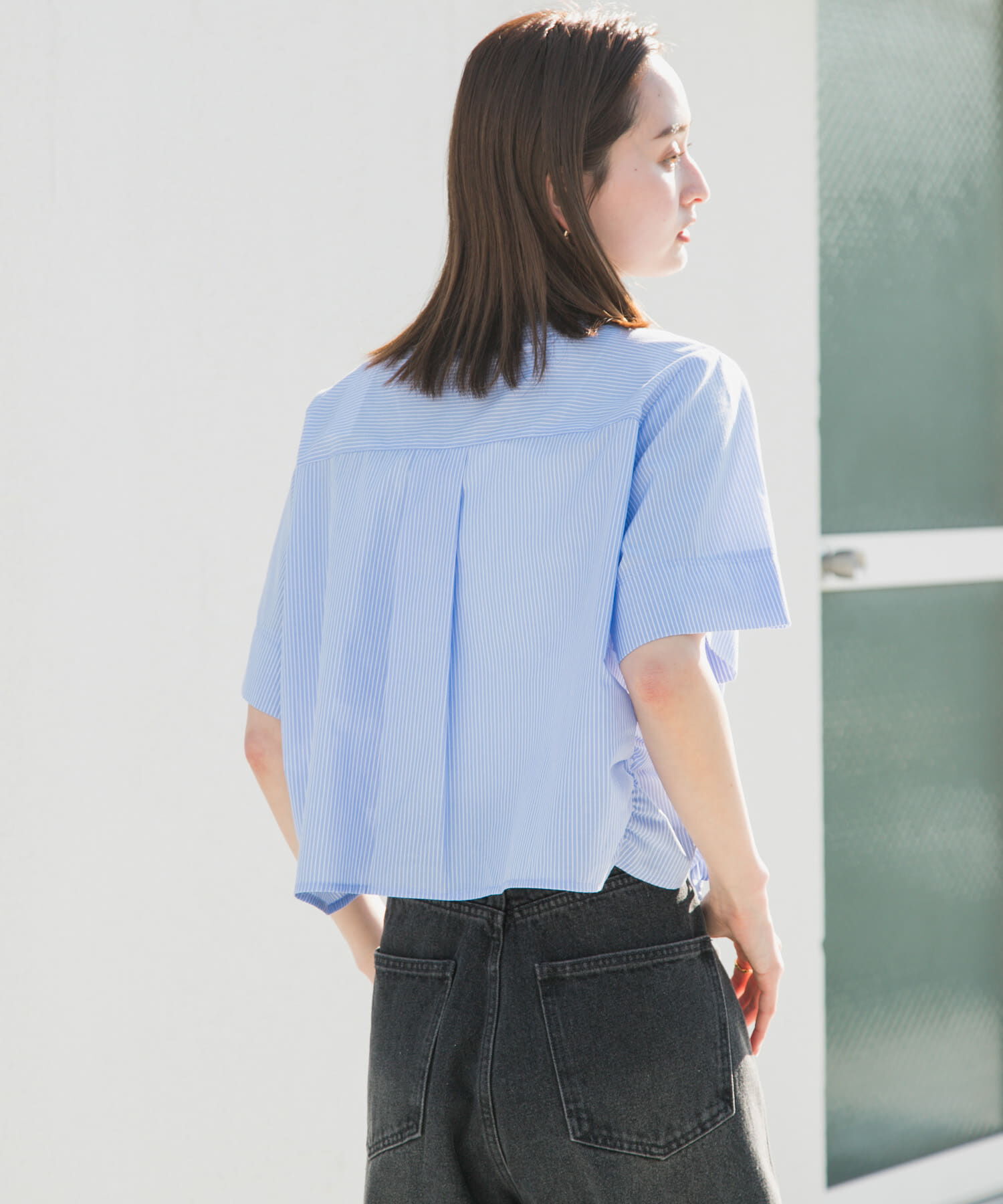 SENSE OF PLACE by URBAN RESEARCH「クロップドシャーリングシャツ(半袖)」|シャツ・ブラウス|