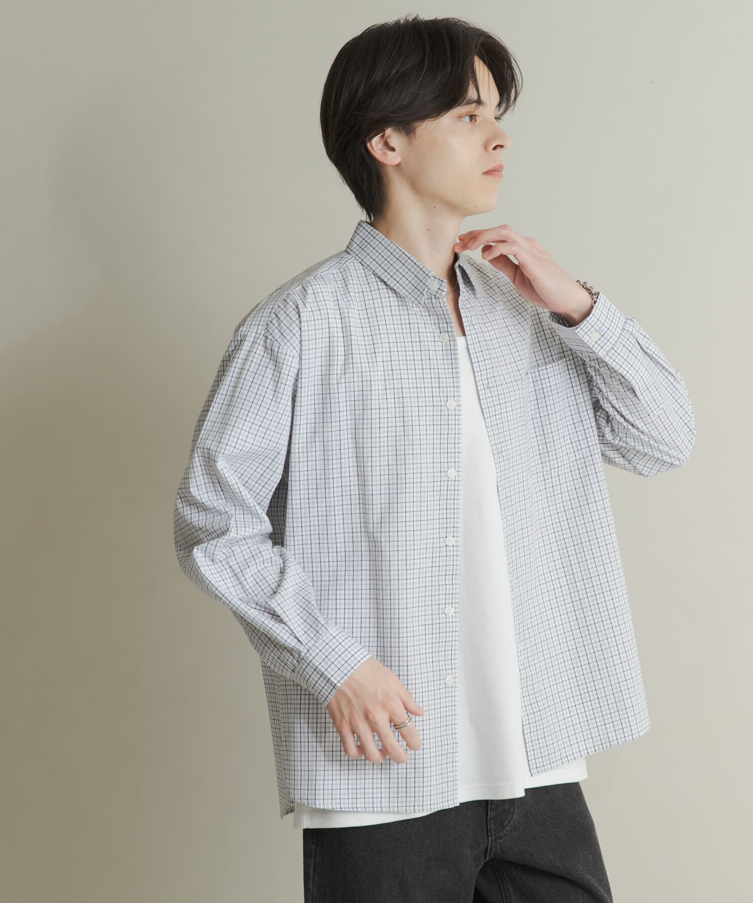 SENSE OF PLACE by URBAN RESEARCH「マイクログラフチェックロングスリーブシャツ」|シャツ・ブラウス|ホワイト系その他