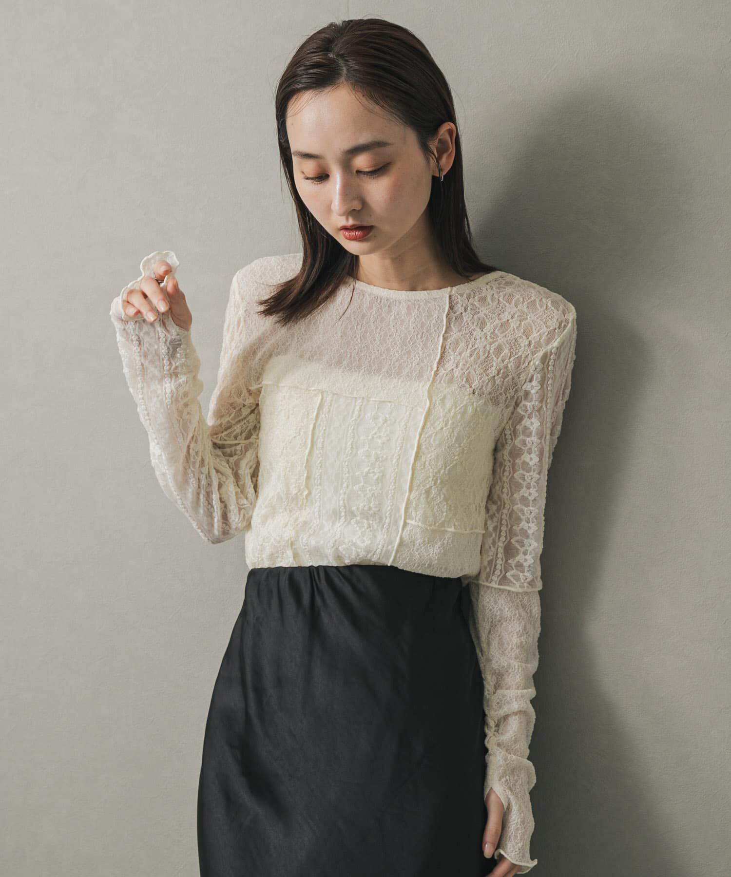 SENSE OF PLACE by URBAN RESEARCH「パッチワークレーストップ」|Tシャツ・カットソー|