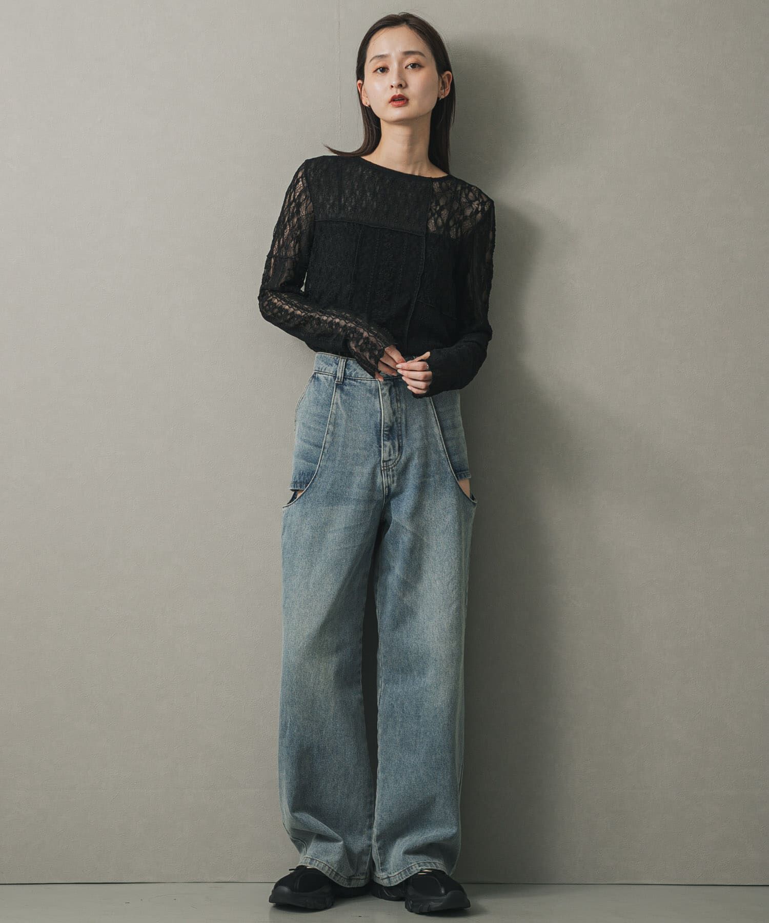 SENSE OF PLACE by URBAN RESEARCH「パッチワークレーストップ」|Tシャツ・カットソー|