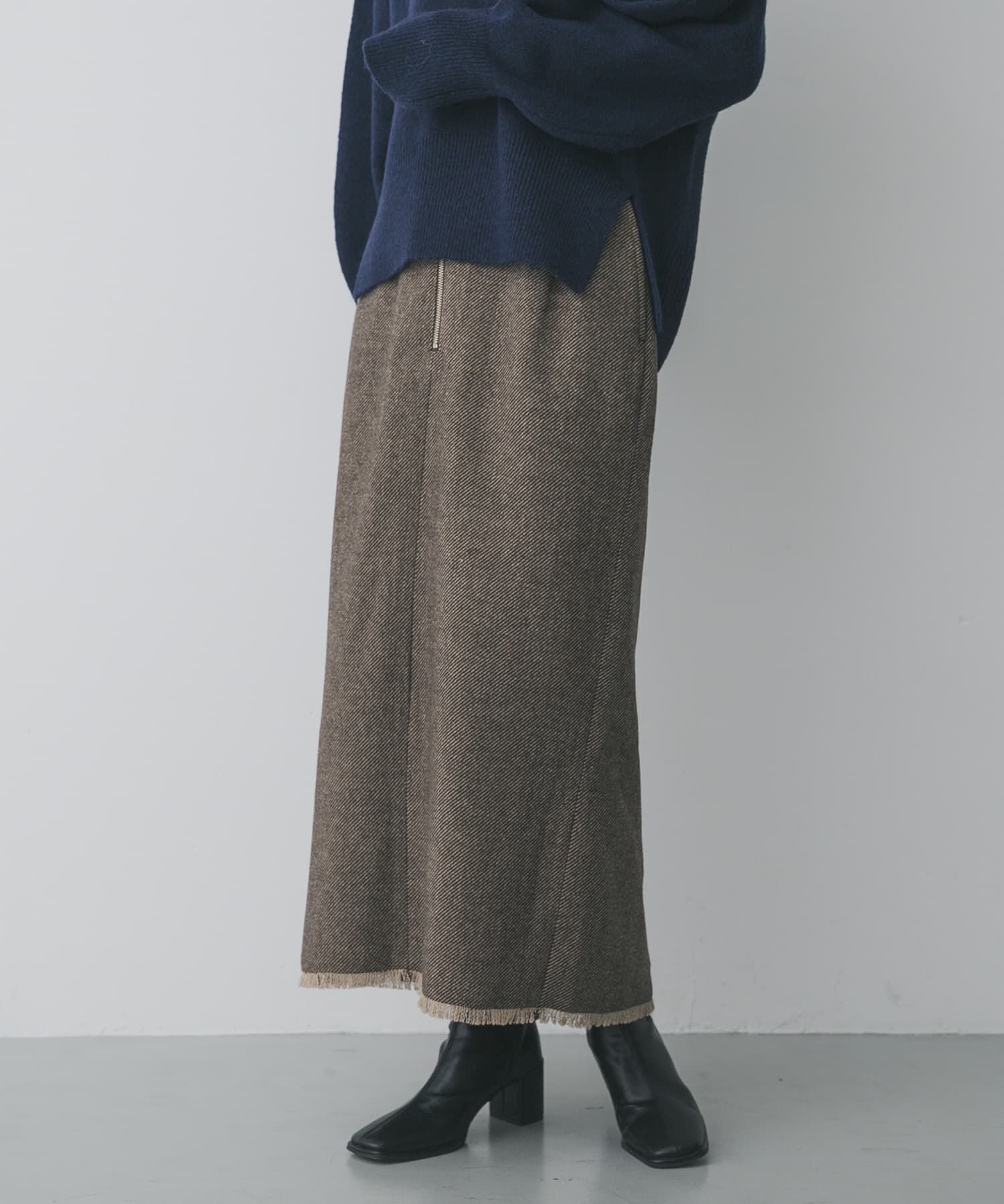 SENSE OF PLACE by URBAN RESEARCH「ツイードフリンジジップスカート」|スカート|