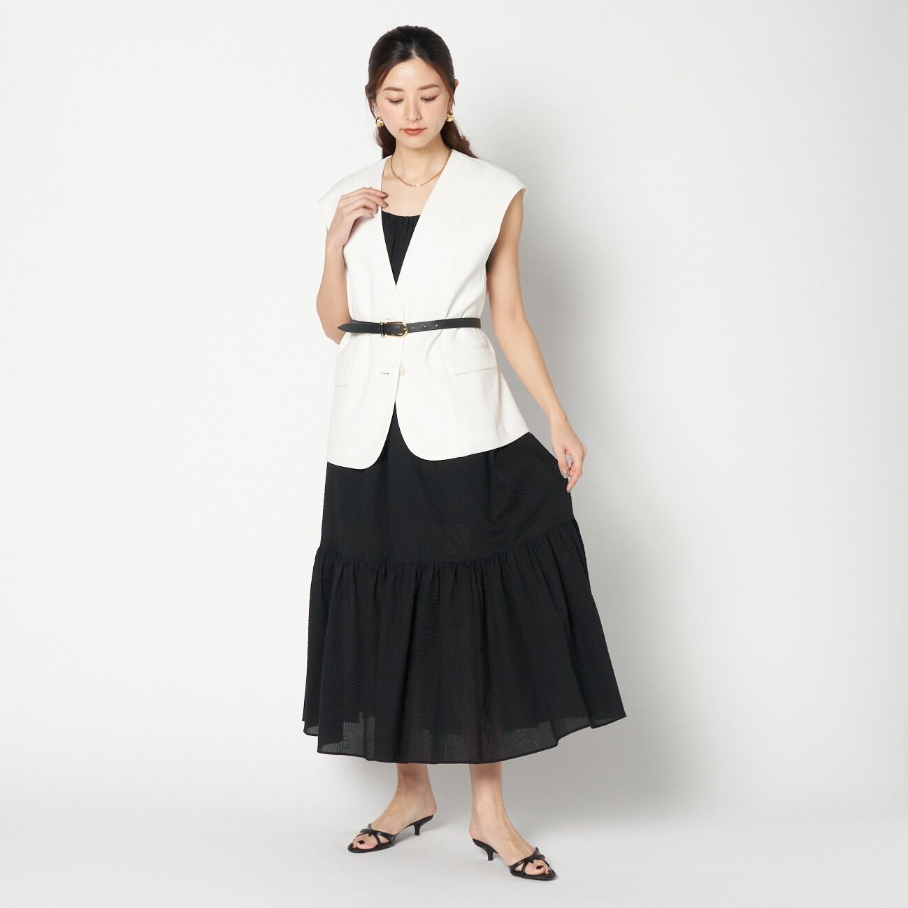 HELIOPOLE「HELIOPOLE FAUX LINEN BIG GILLET」|ベスト・ジレ|