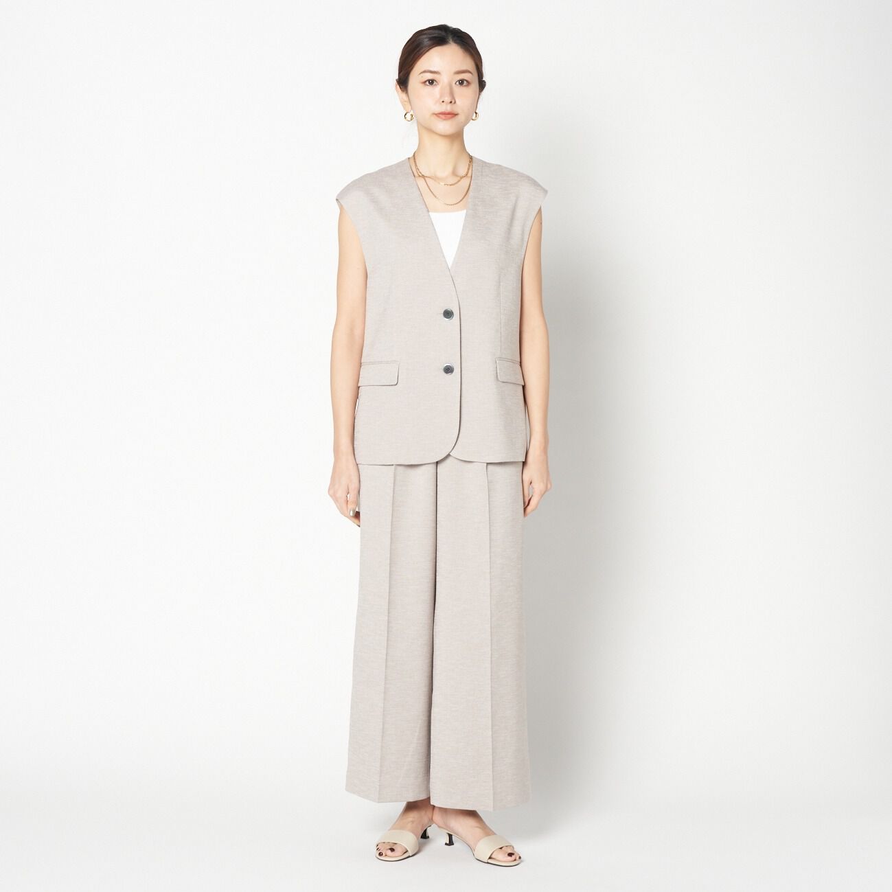 HELIOPOLE「HELIOPOLE FAUX LINEN BIG GILLET」|ベスト・ジレ|