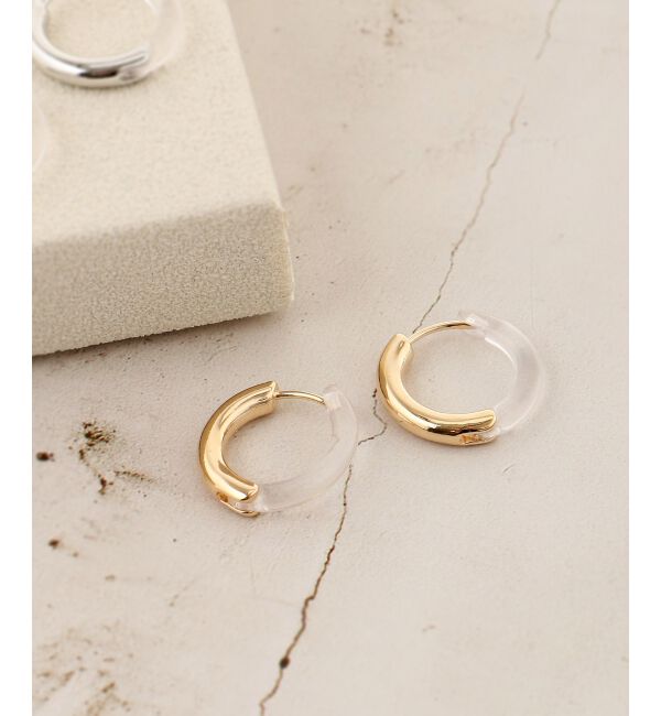 le.coeur blanc「クリア&times;フープピアス」|ピアス|ゴールド
