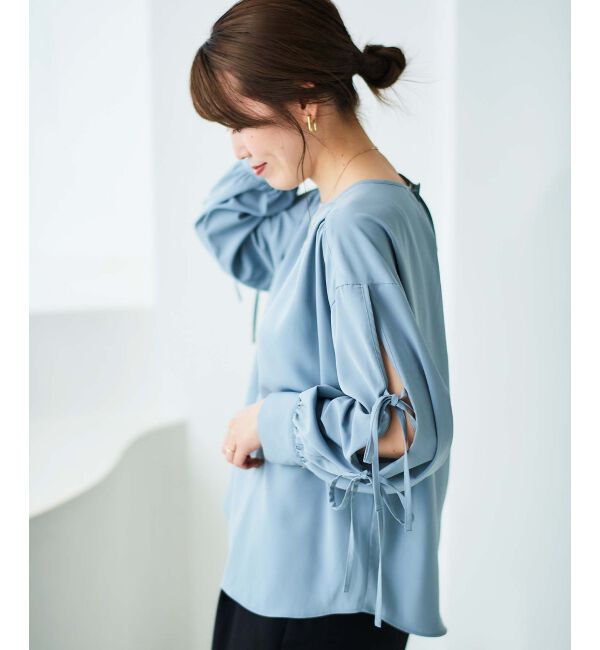 le.coeur blanc「ボリュームスリーブリボンブラウス」|シャツ・ブラウス|