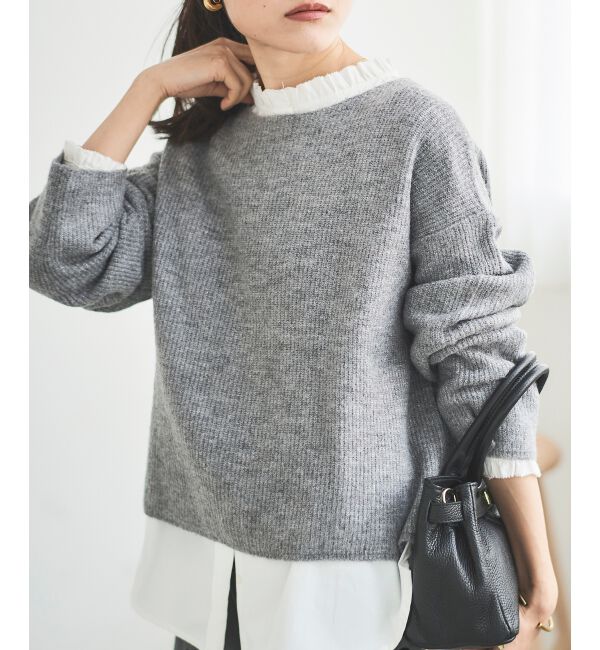 le.coeur blanc「ラメ畦ニットプルオーバー」|ニット・セーター|グレー
