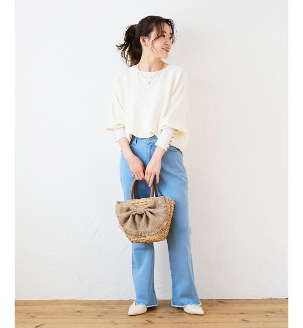  「ストレッチフレアデニムパンツ」|デニム|